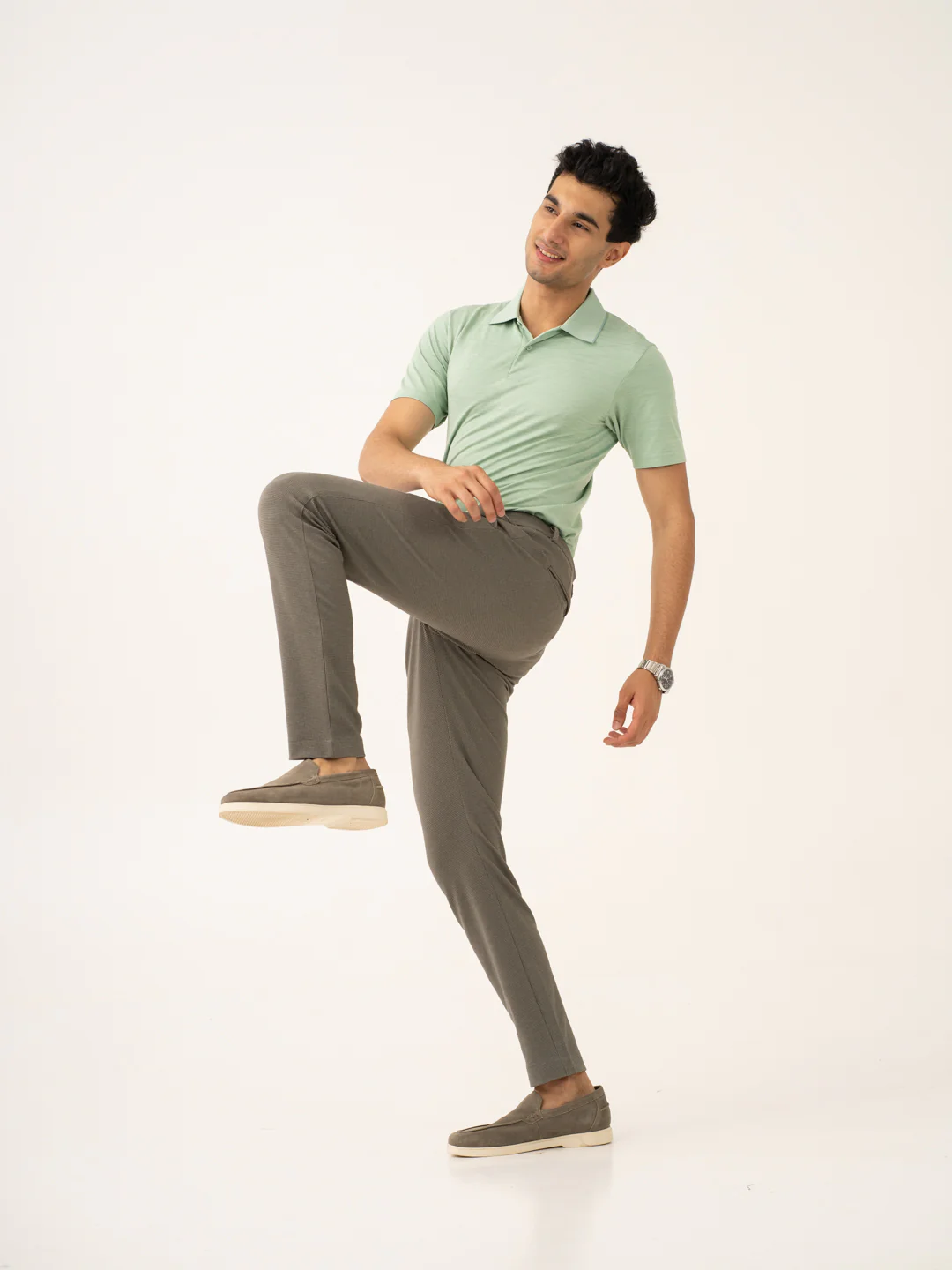 Crypto Green Waffle Textured Power-Stretch Pants - Image 12