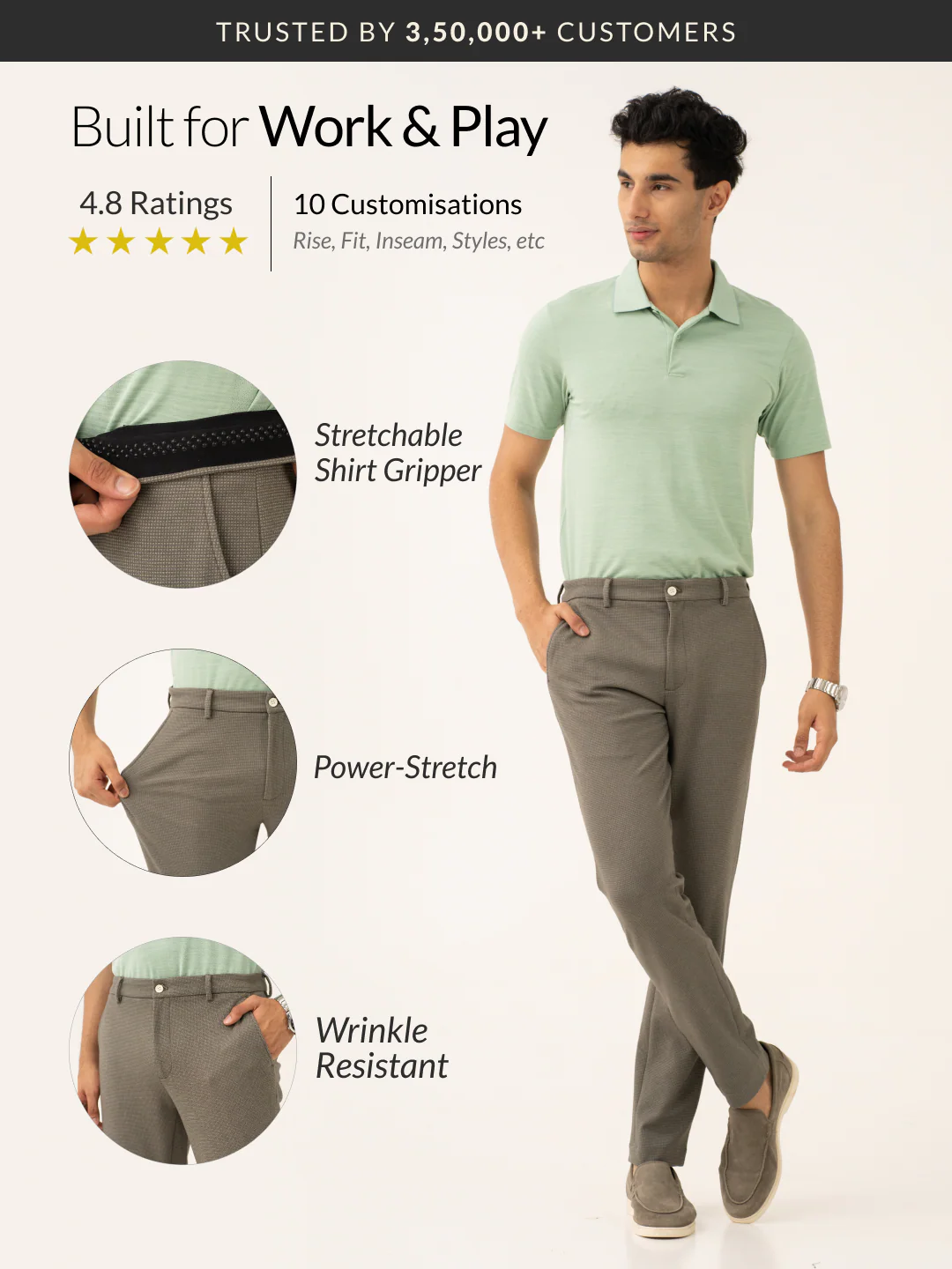 Crypto Green Waffle Textured Power-Stretch Pants - Image 2