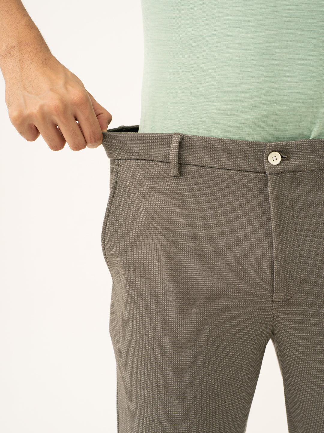 Crypto Green Waffle Textured Power-Stretch Pants - Image 4