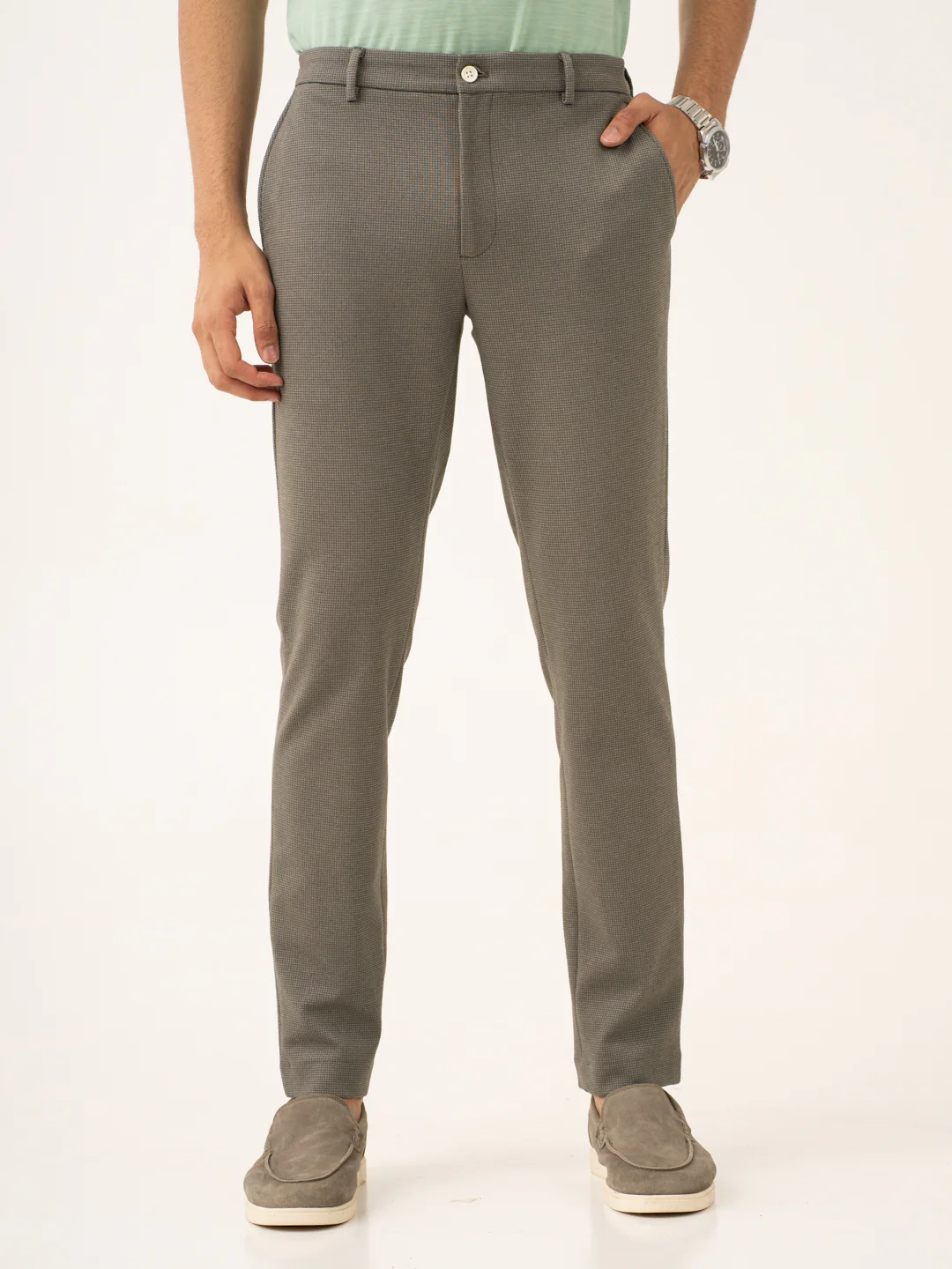 Crypto Green Waffle Textured Power-Stretch Pants - Image 5