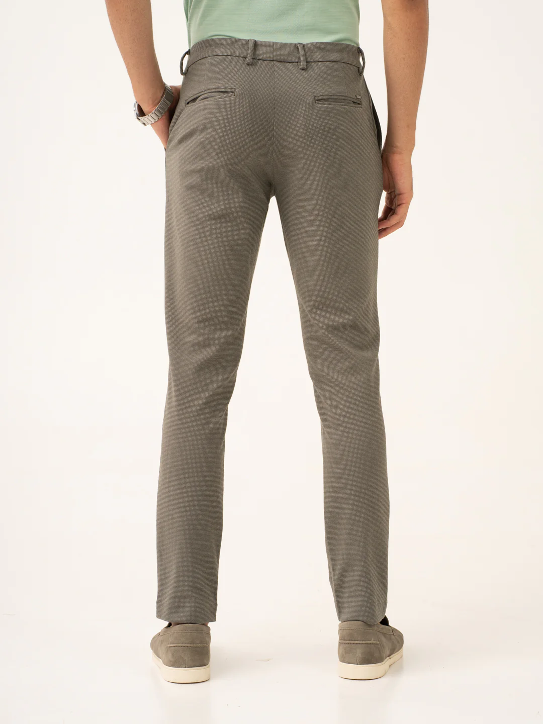 Crypto Green Waffle Textured Power-Stretch Pants - Image 6