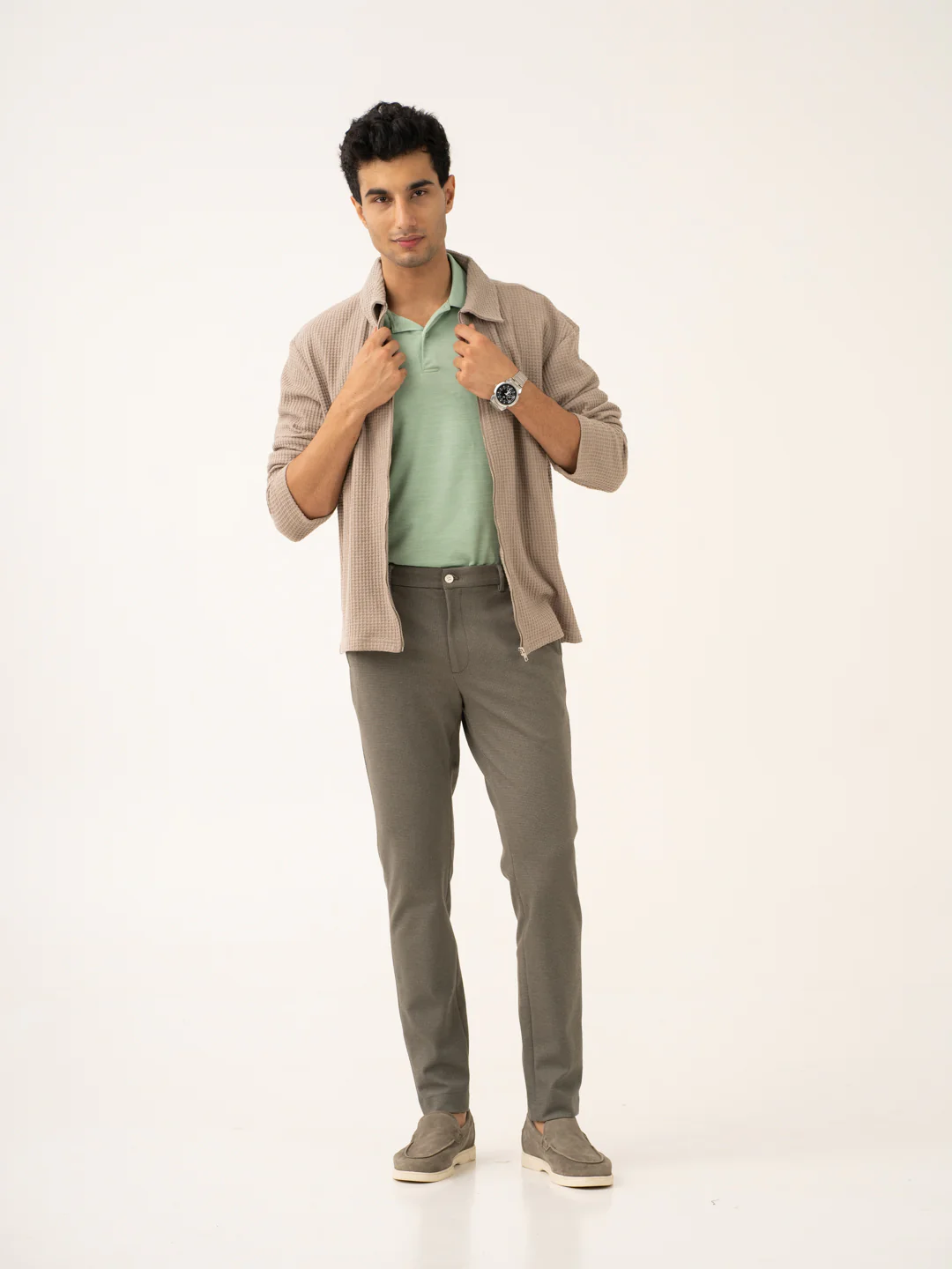 Crypto Green Waffle Textured Power-Stretch Pants - Image 8