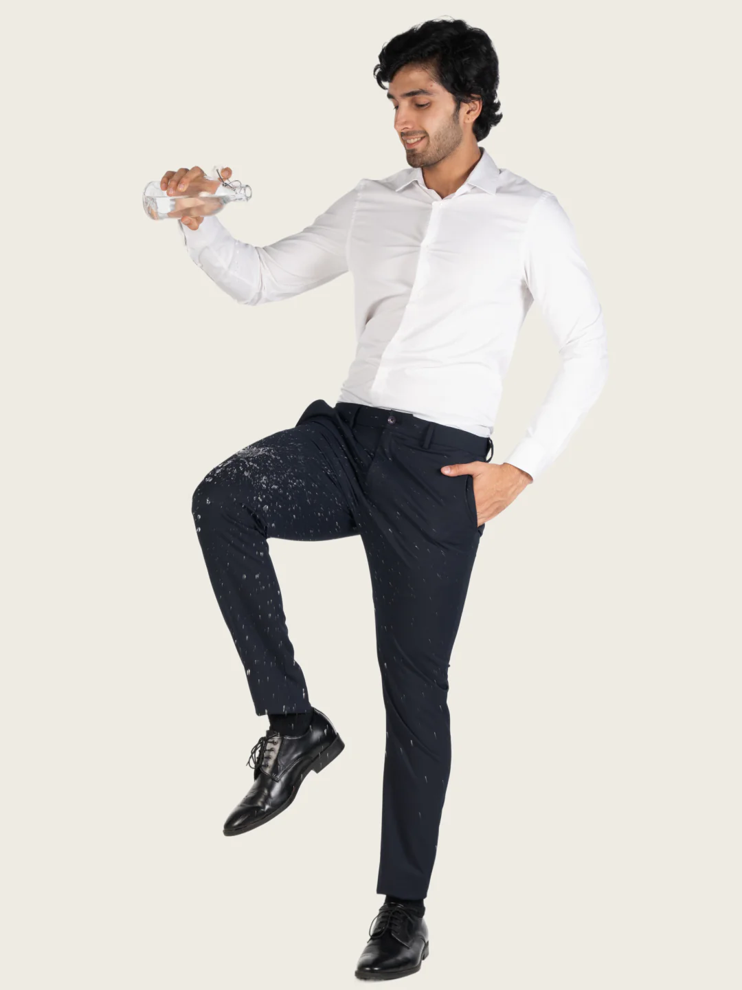 Wind Blue Water Repellent Slim Fit Stretch Formal Pants - Image 4