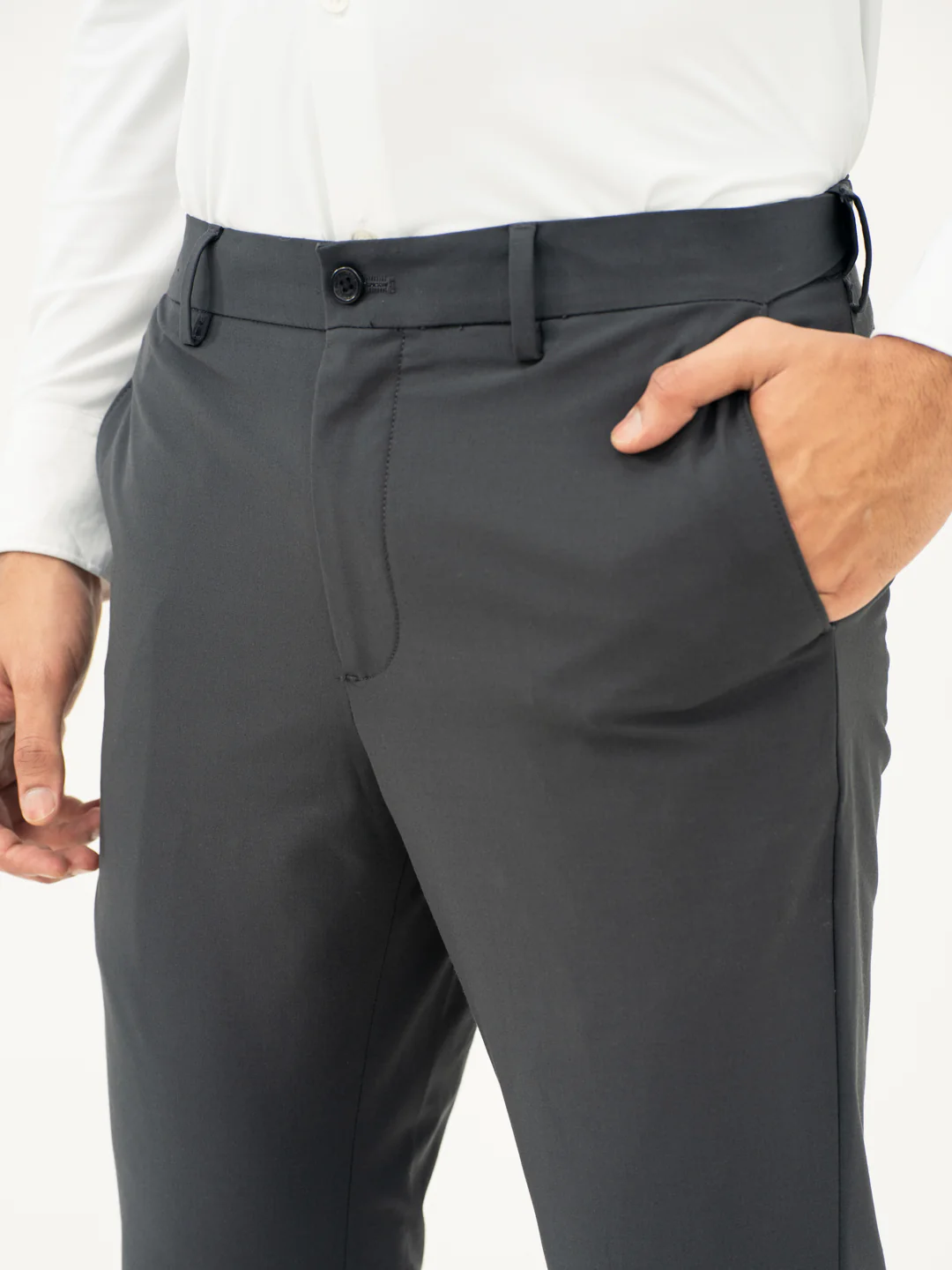 Dark Grey Stretch Formal Pants - Image 10