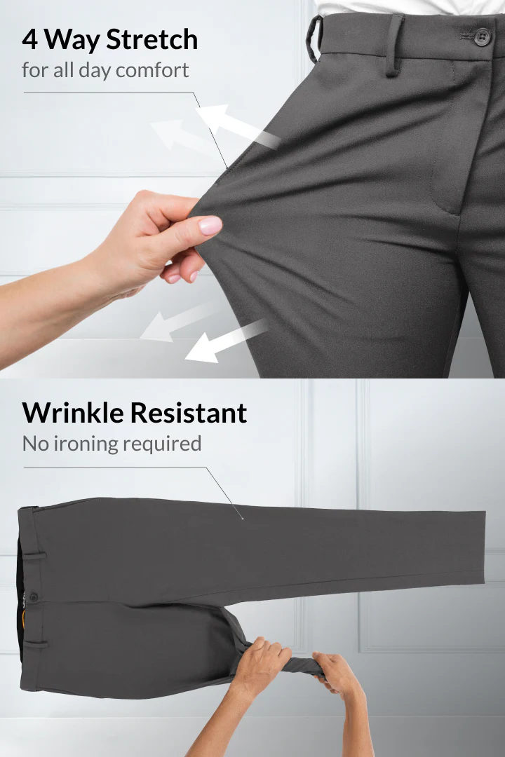 Dark Grey Stretch Formal Pants - Image 14