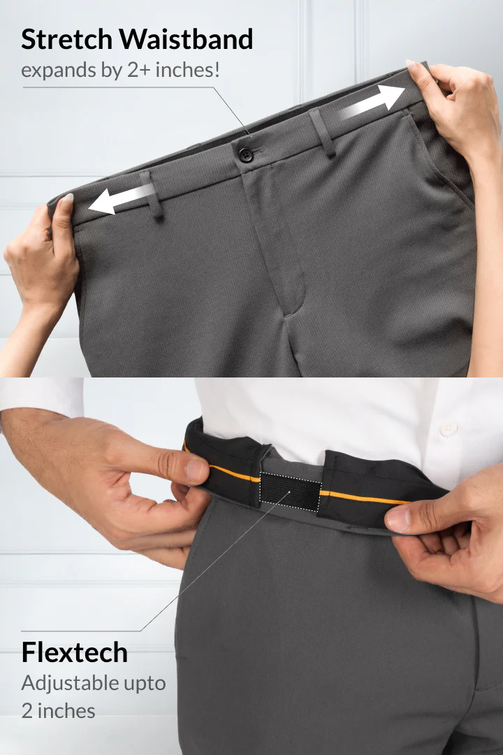 Dark Grey Stretch Formal Pants - Image 15