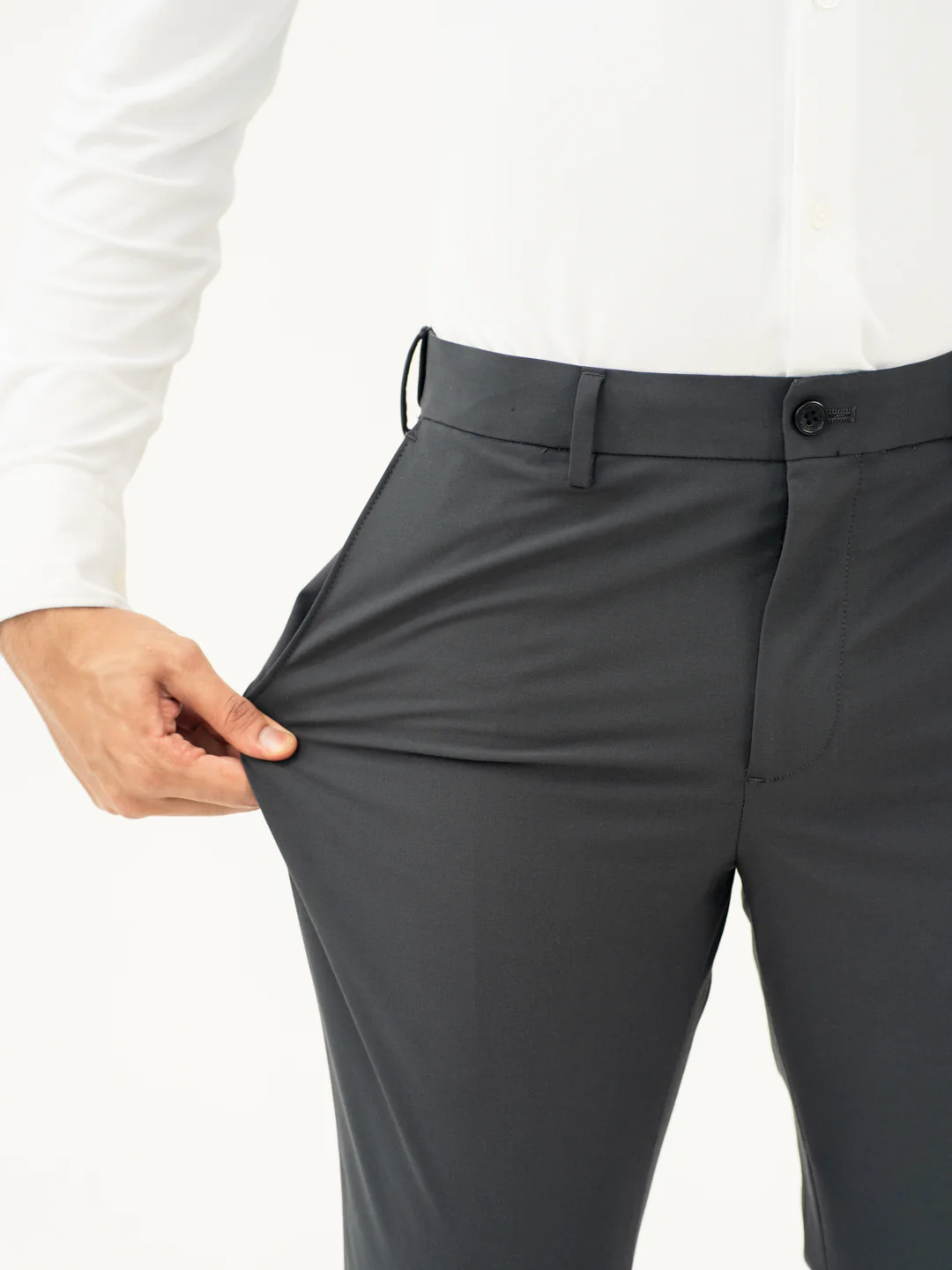 Dark Grey Stretch Formal Pants - Image 3