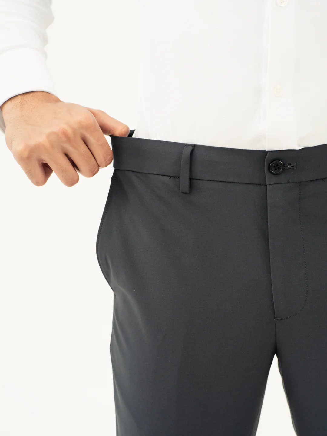 Dark Grey Stretch Formal Pants - Image 4