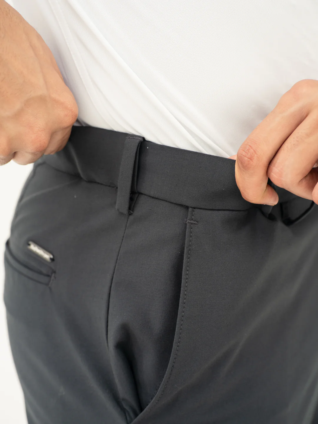 Dark Grey Stretch Formal Pants - Image 5