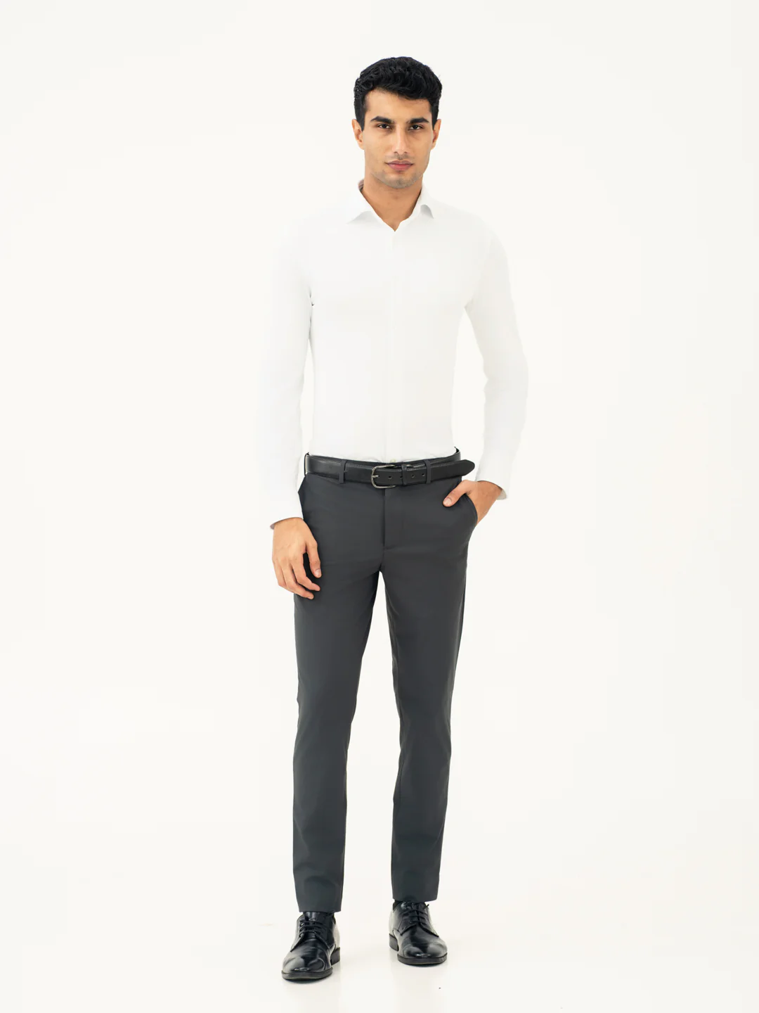 Dark Grey Stretch Formal Pants - Image 7