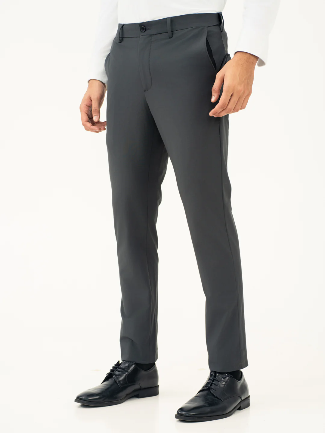Dark Grey Stretch Formal Pants - Image 8