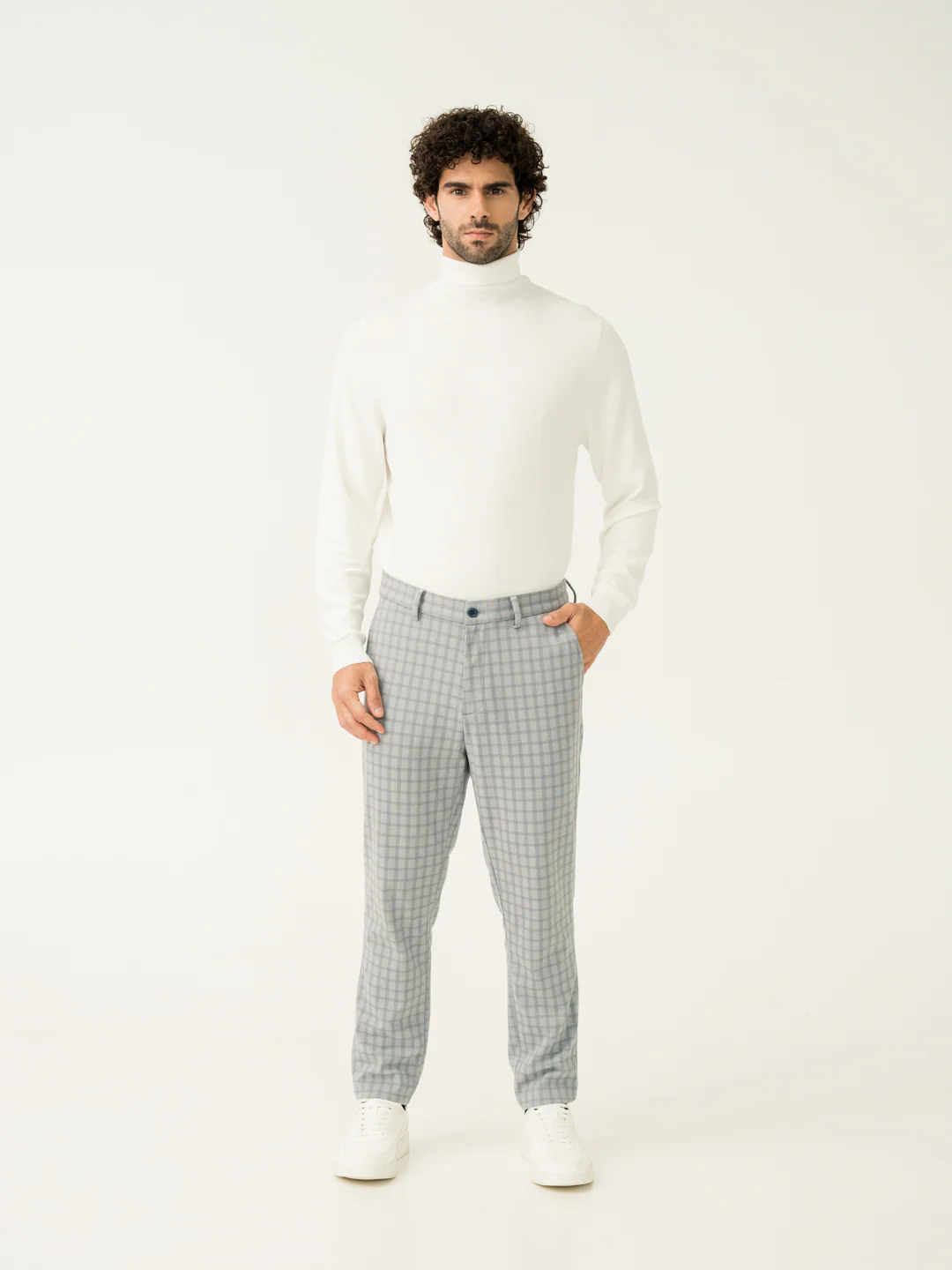 Daytona Grey Checks Slim Fit Power Stretch Pants - Image 5