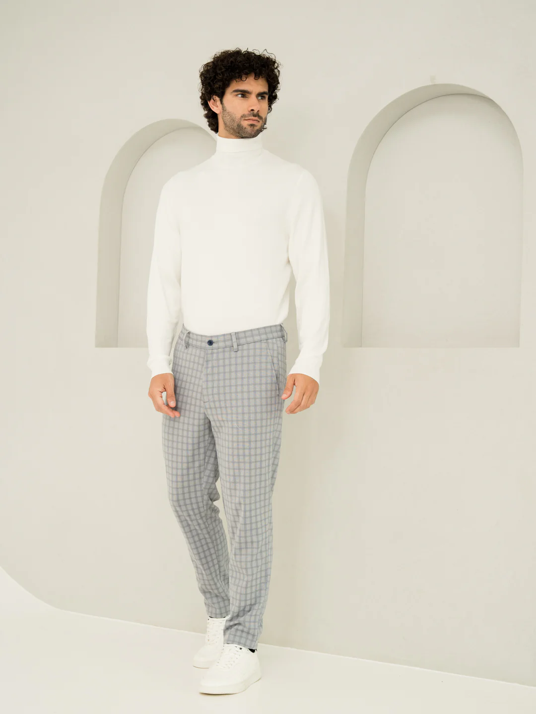 Daytona Grey Checks Slim Fit Power Stretch Pants - Image 7