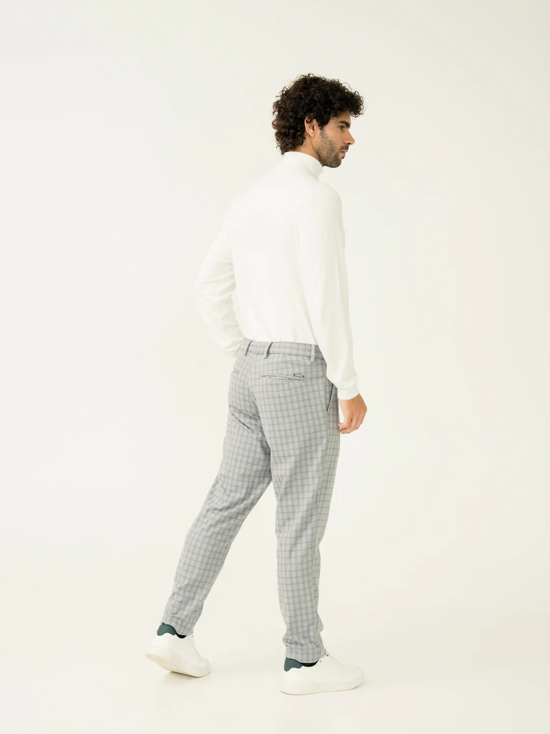 Daytona Grey Checks Slim Fit Power Stretch Pants - Image 8