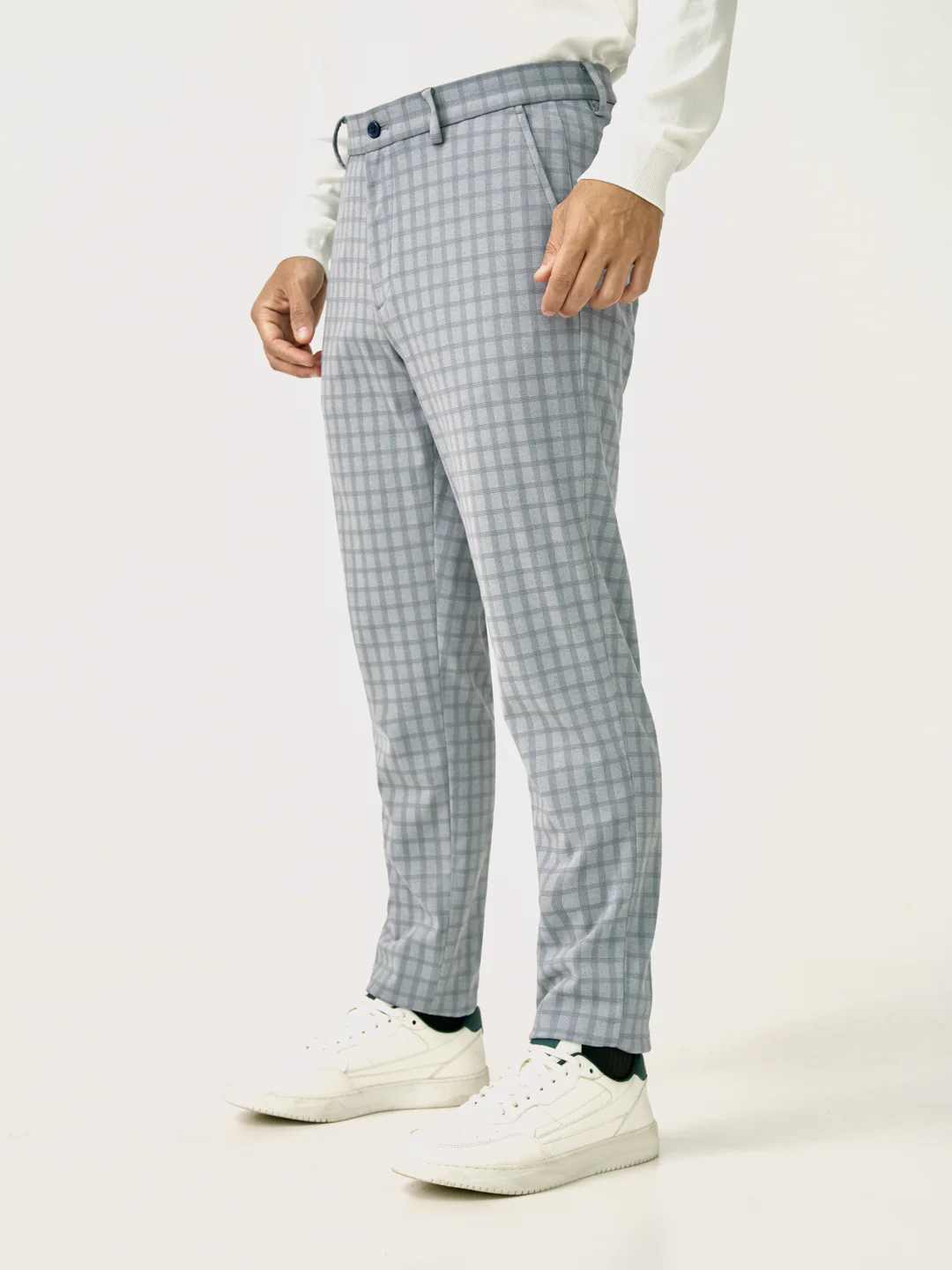 Daytona Grey Checks Slim Fit Power Stretch Pants - Image 9