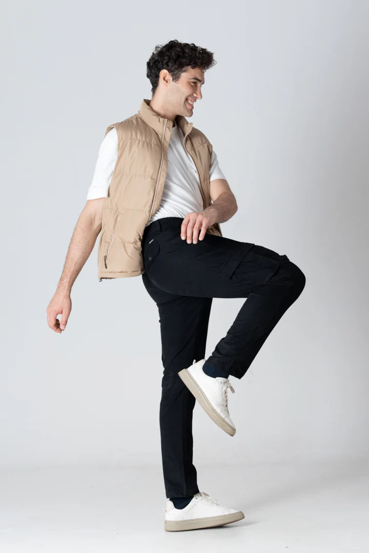 Black Corduroy Stretch Cargo Pants - Image 8