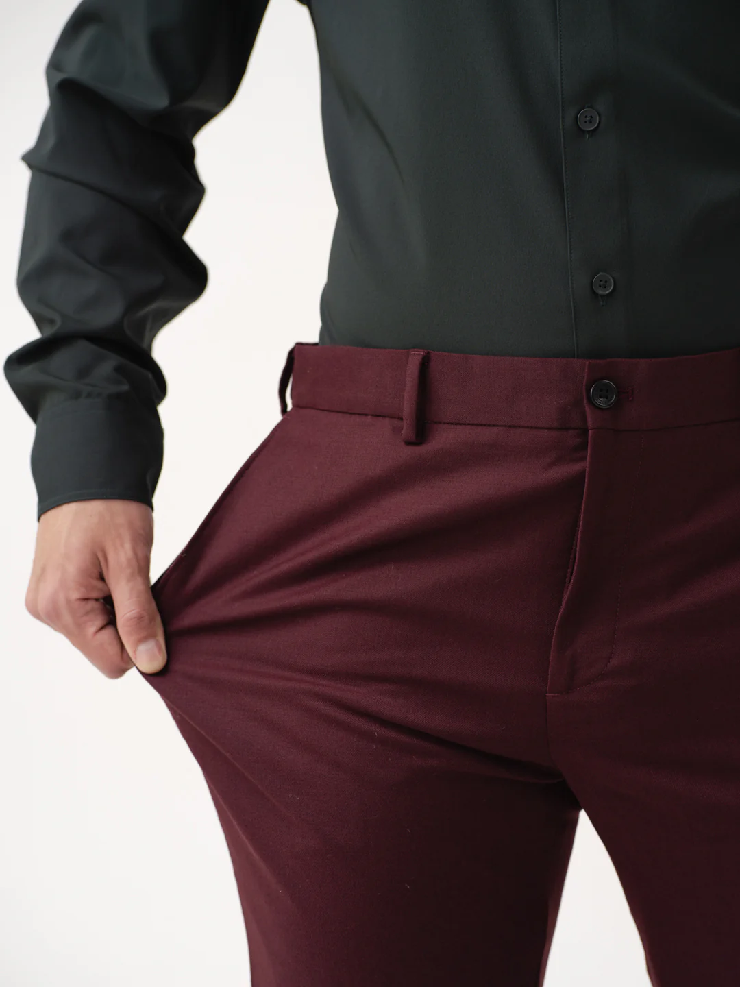 Deep Plum Merino Wool Pants - Image 3
