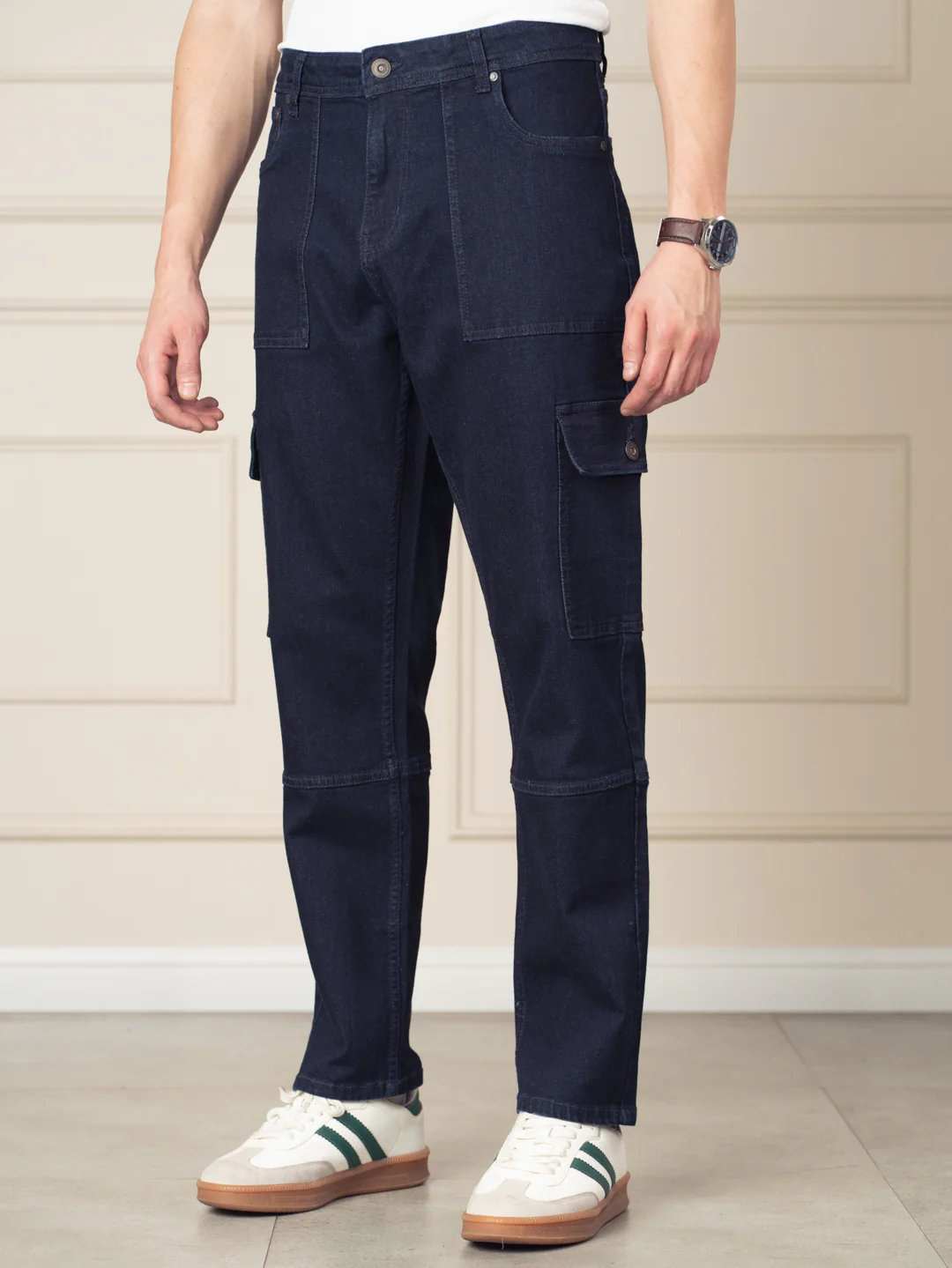 Depth Blue Relaxed Fit Denim Cargos - Image 10
