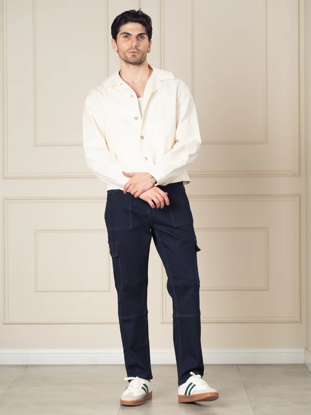 Depth Blue Relaxed Fit Denim Cargos - Image 2