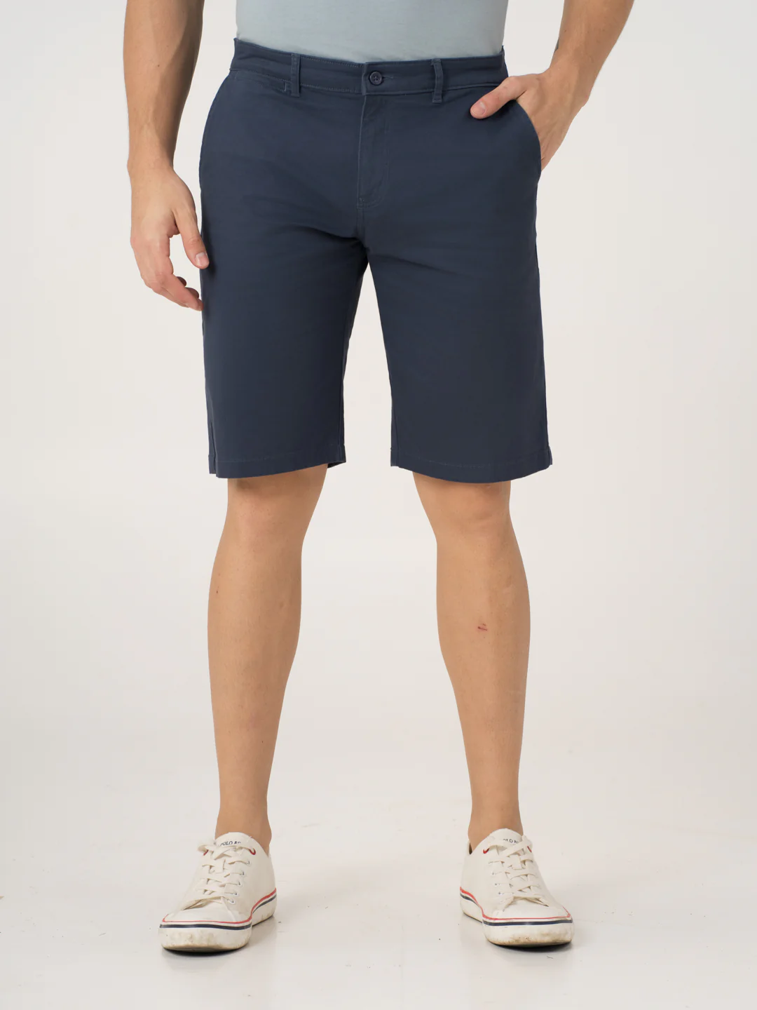 Diego Navy Stretch Chino Shorts - Image 3