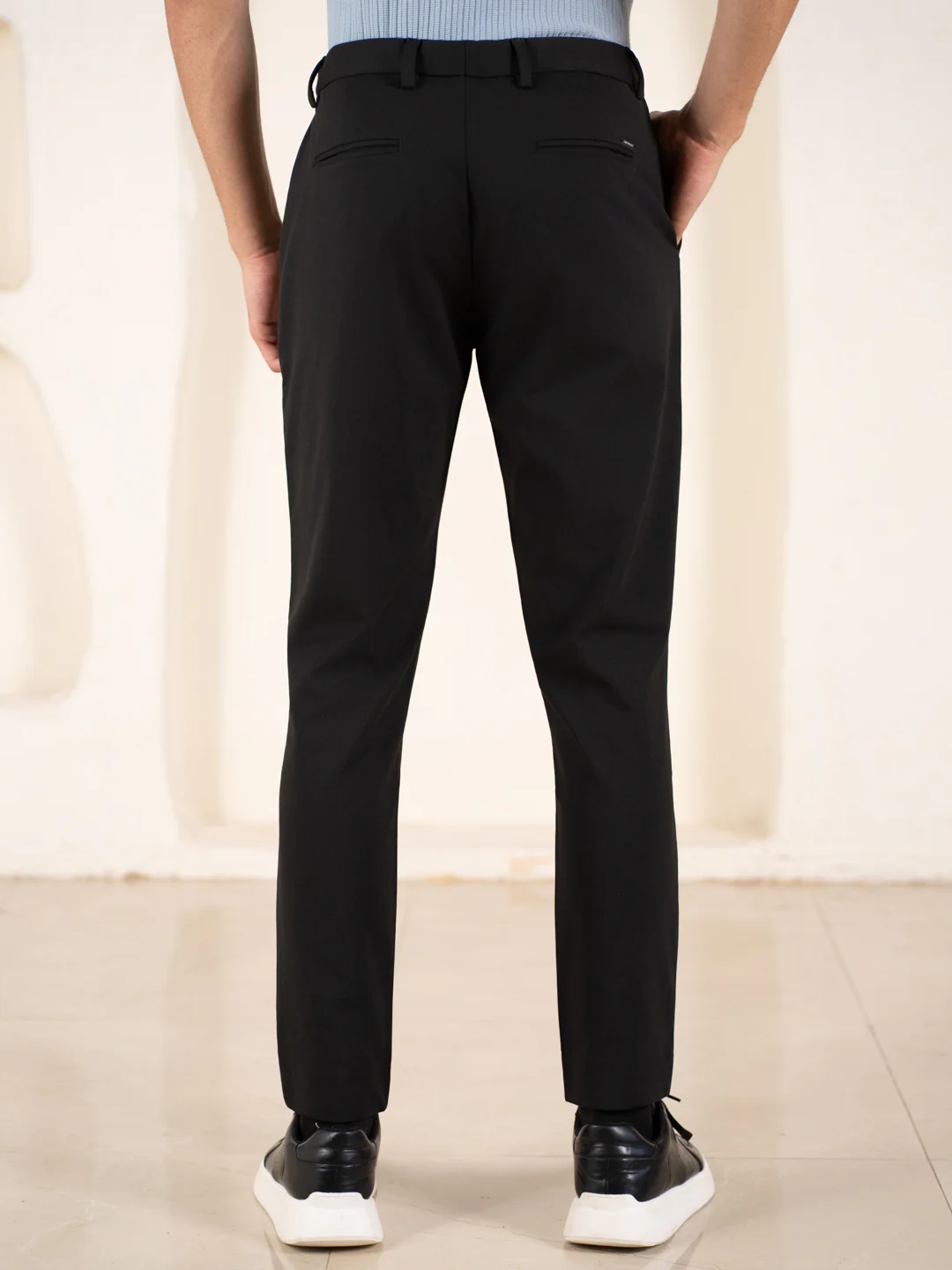 Distant Black Houndstooth Slim Fit Power Stretch Pants - Image 7