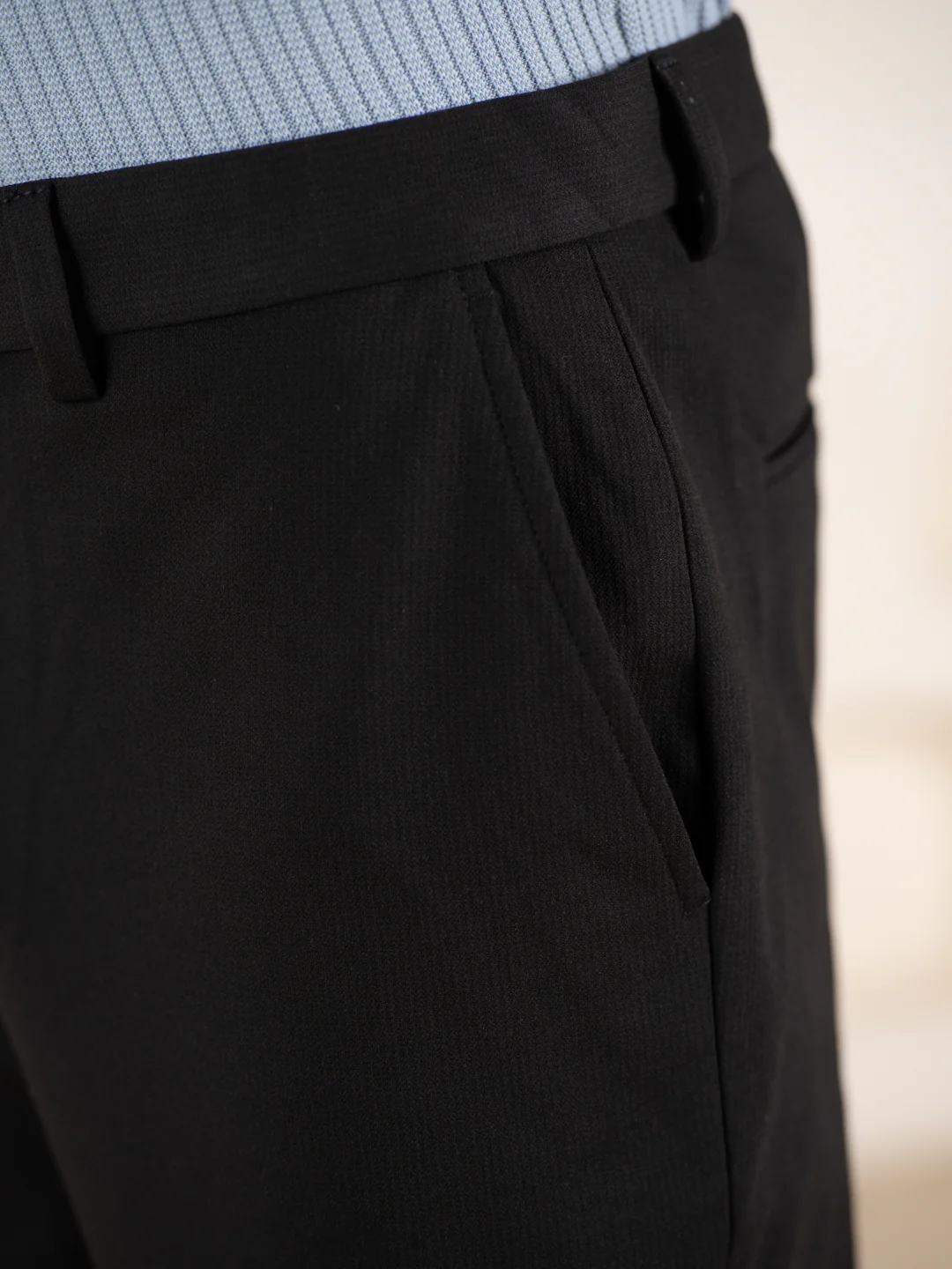 Distant Black Houndstooth Slim Fit Power Stretch Pants - Image 9