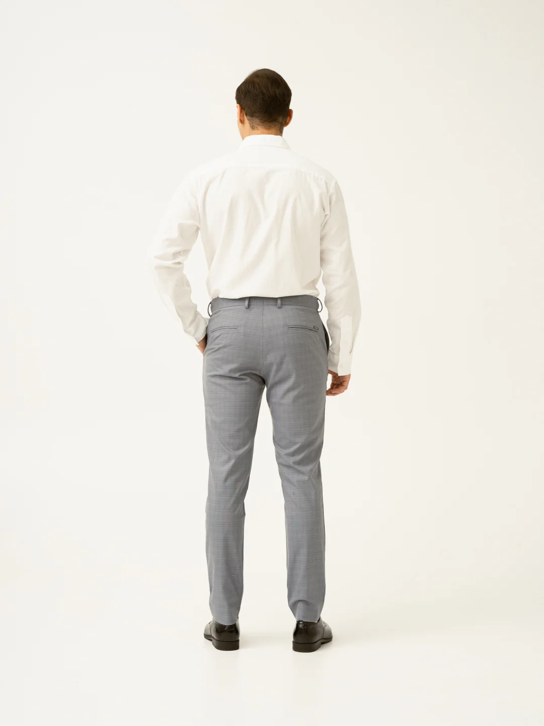 Dolphin Grey Checks Slim Fit Stretch Formal Pant - Image 7