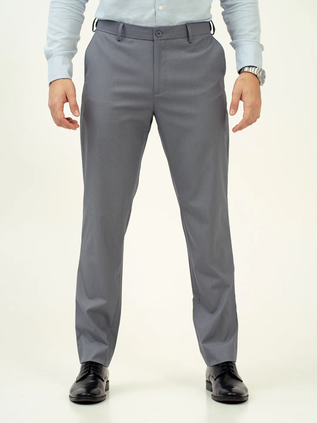 Drift Grey Mini Checks Stretch Formal Pants