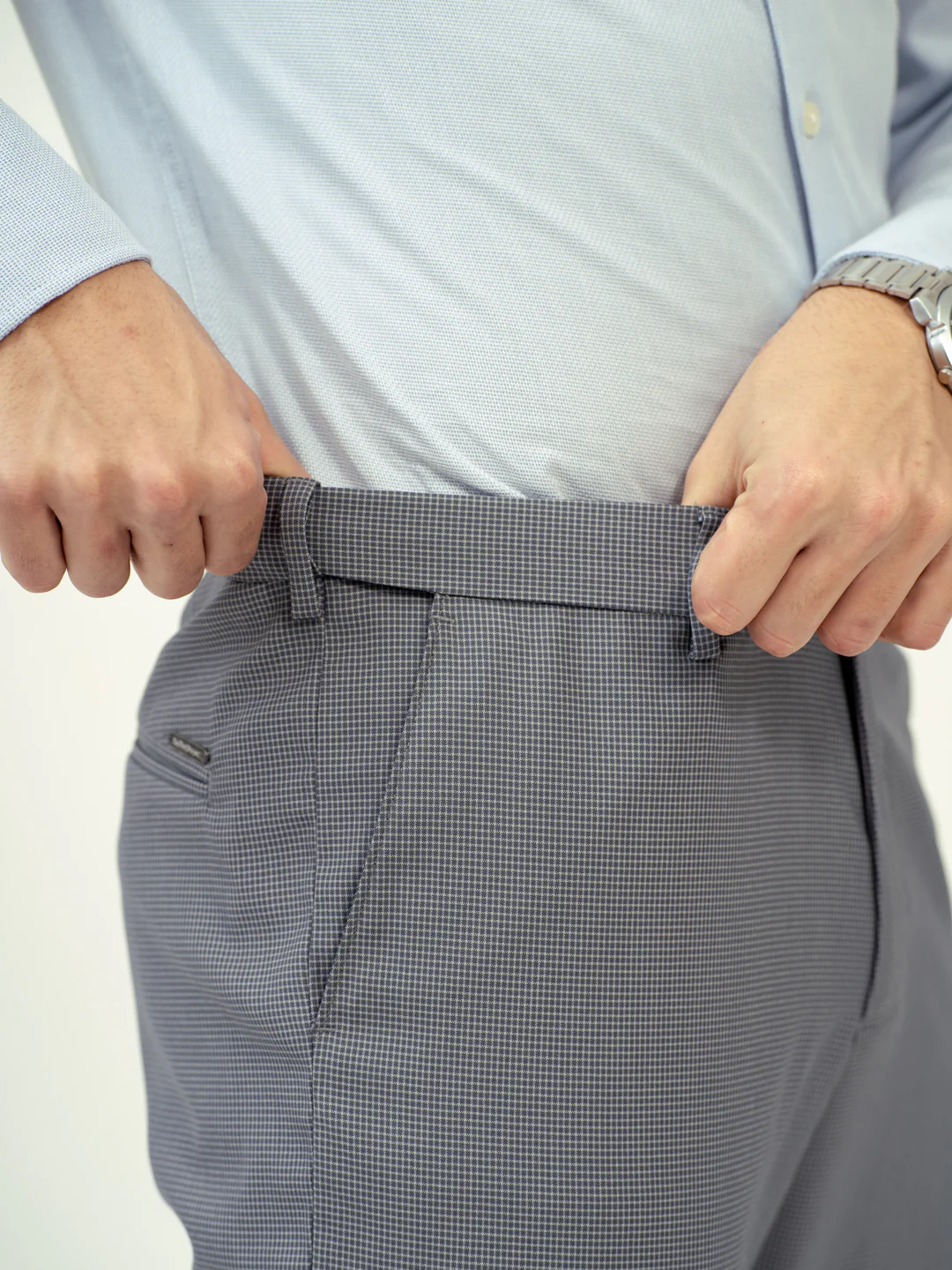 Drift Grey Mini Checks Stretch Formal Pants - Image 4