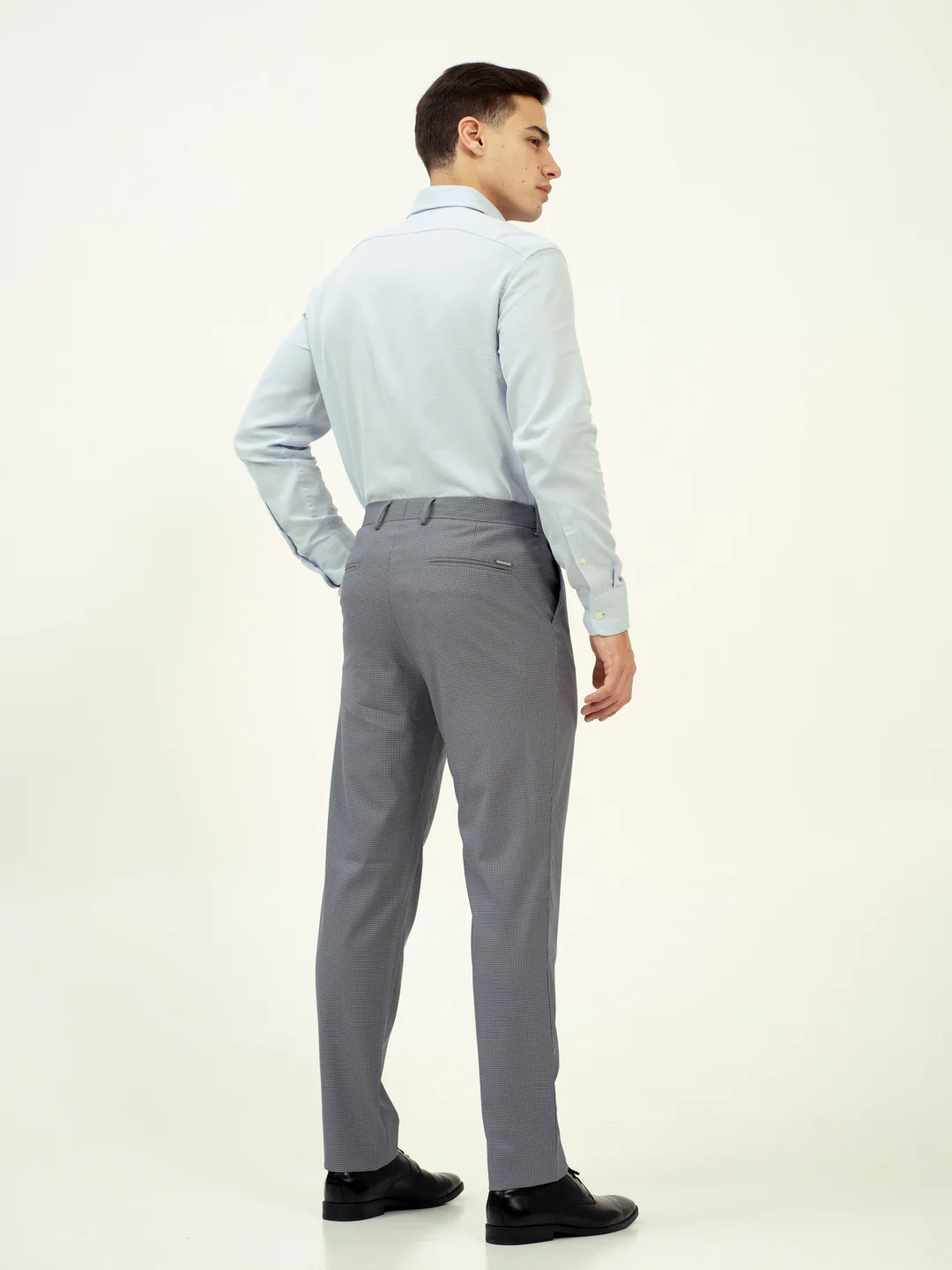 Drift Grey Mini Checks Stretch Formal Pants - Image 7