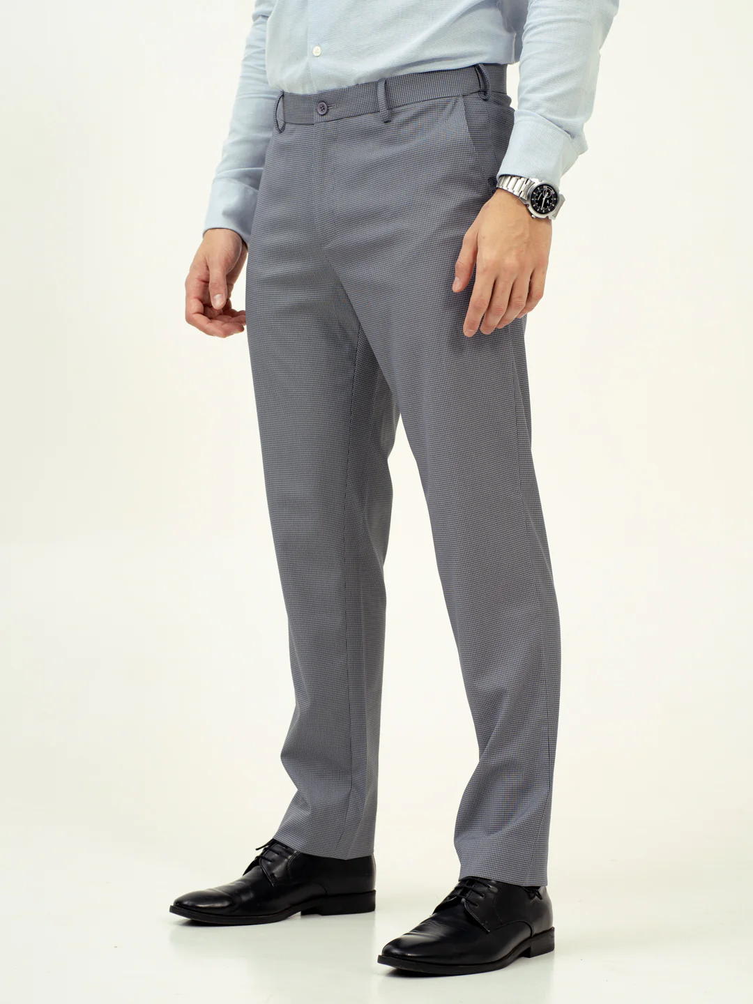 Drift Grey Mini Checks Stretch Formal Pants - Image 9