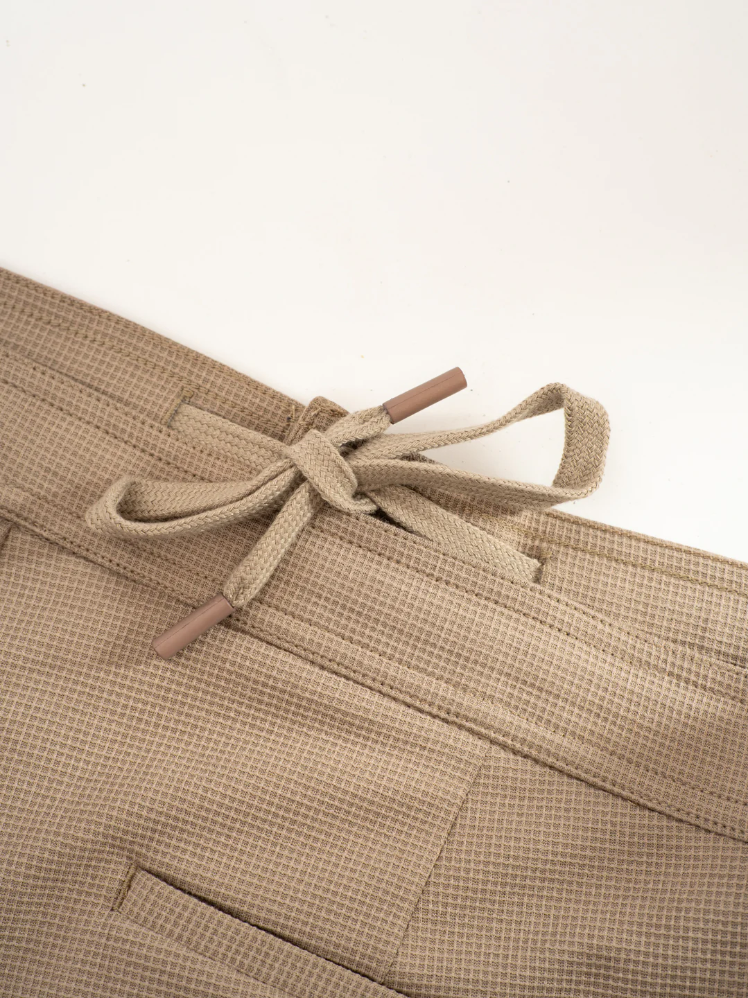 Dunara Beige Relaxed Fit Power Stretch Korean Pintuck Pants - Image 6