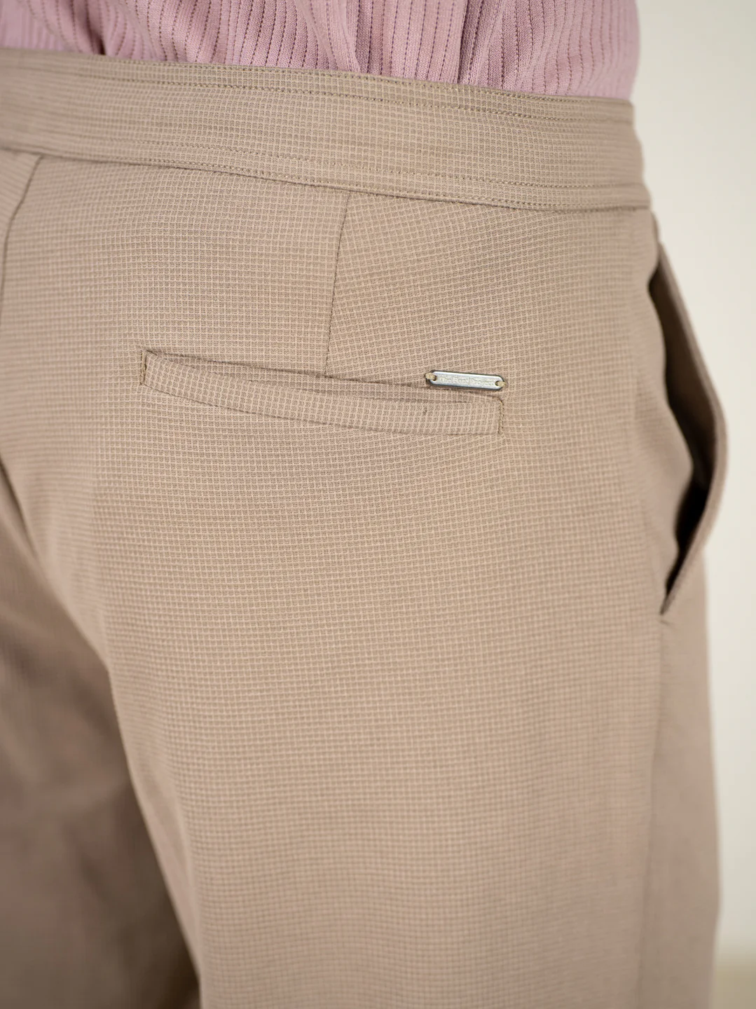 Dunara Beige Relaxed Fit Power Stretch Korean Pintuck Pants - Image 7