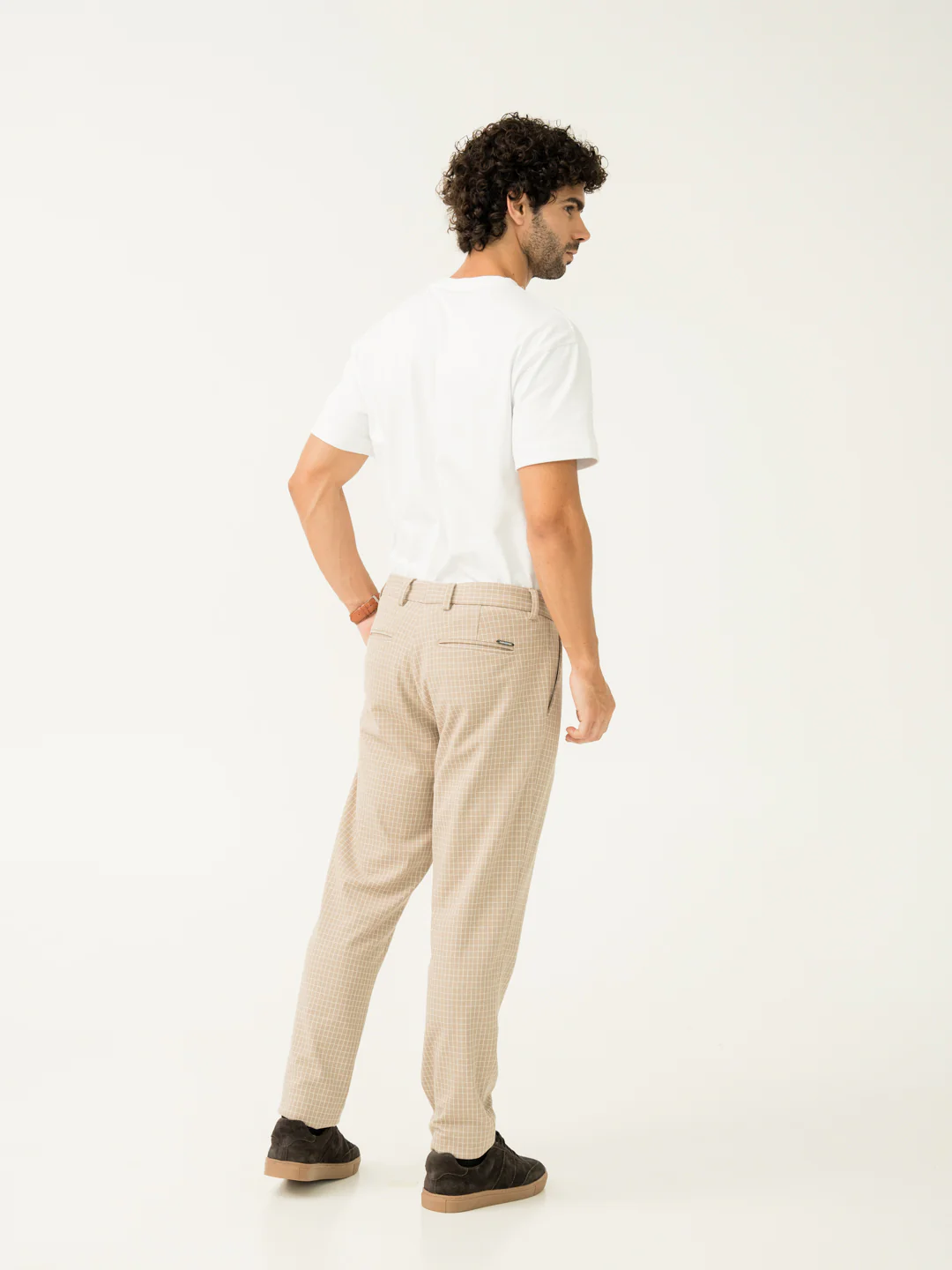 Bikaner Khaki Checks Slim Fit Power Stretch Pants - Image 10