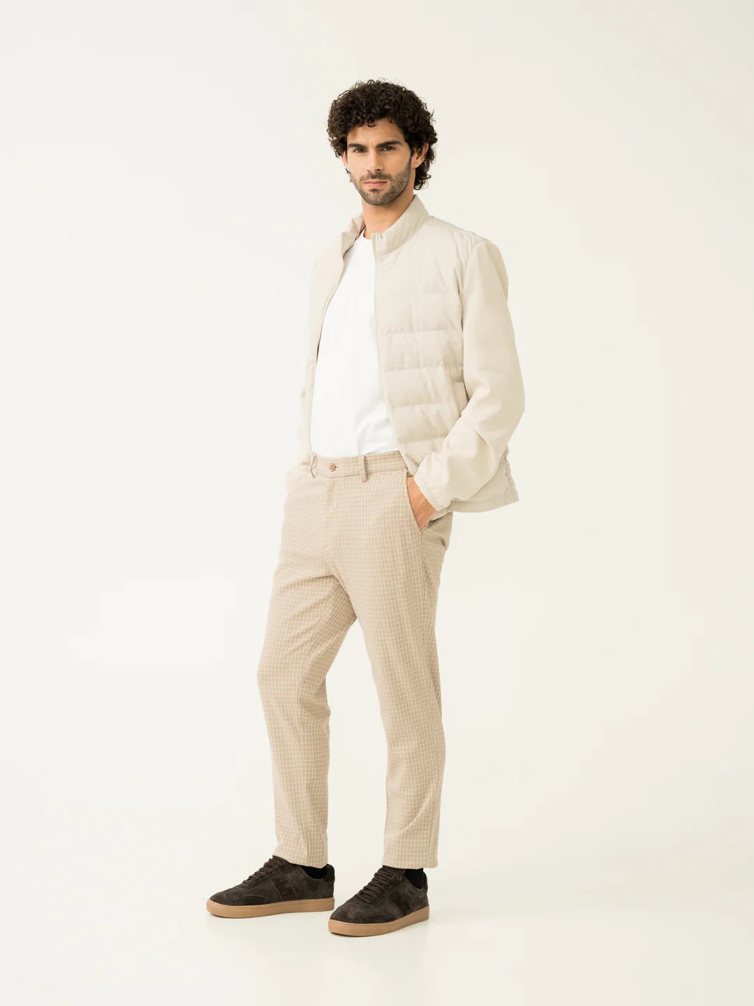 Bikaner Khaki Checks Slim Fit Power Stretch Pants - Image 6