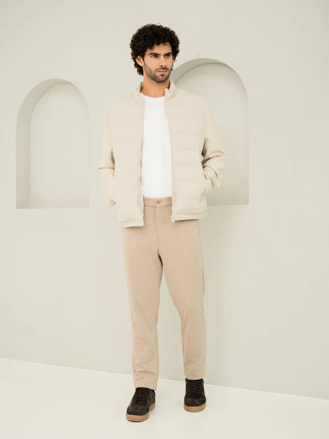 Bikaner Khaki Checks Slim Fit Power Stretch Pants - Image 8