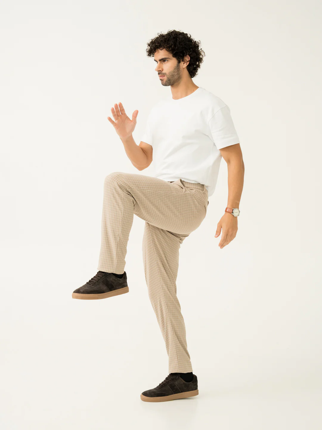 Dune Khaki Checks Power-Stretch Pants - Image 6