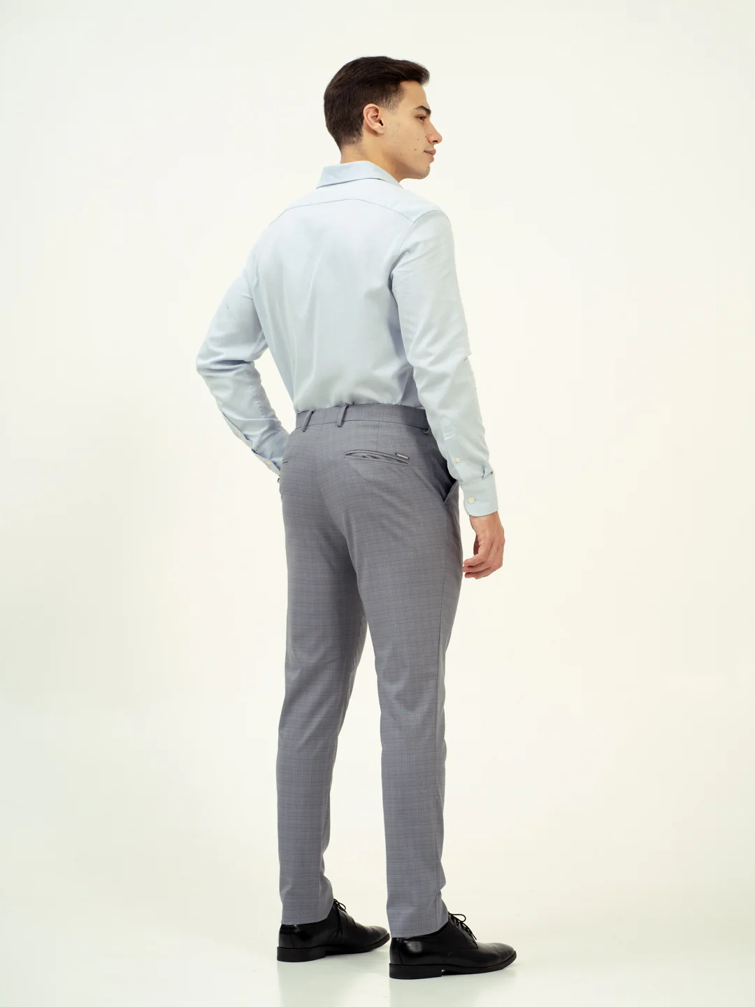 Dusky Grey Checks Stretch Formal Pants - Image 8