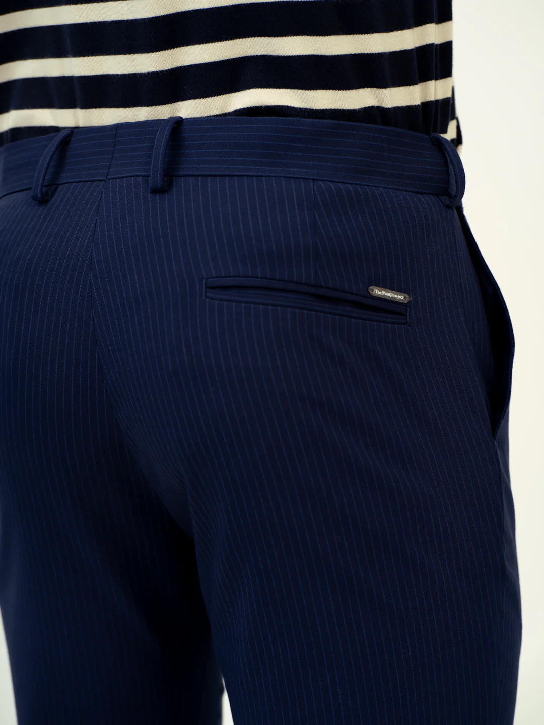 Dust Navy Stripes Stretch Formal Pants - Image 7