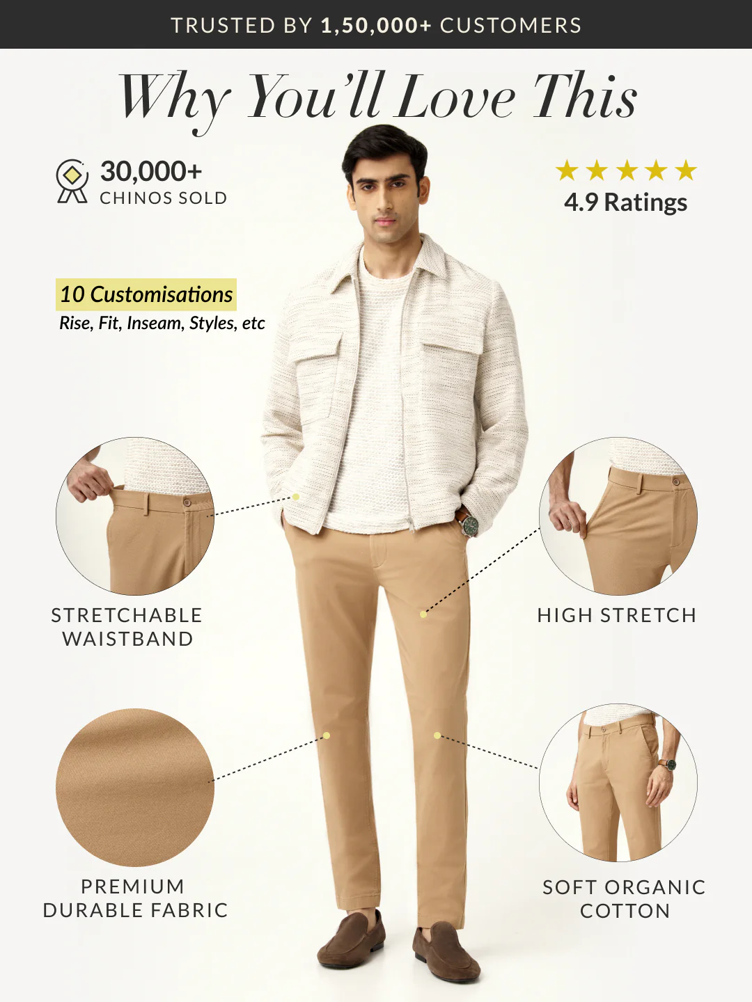 Earth Khaki Stretch Chinos - Image 2