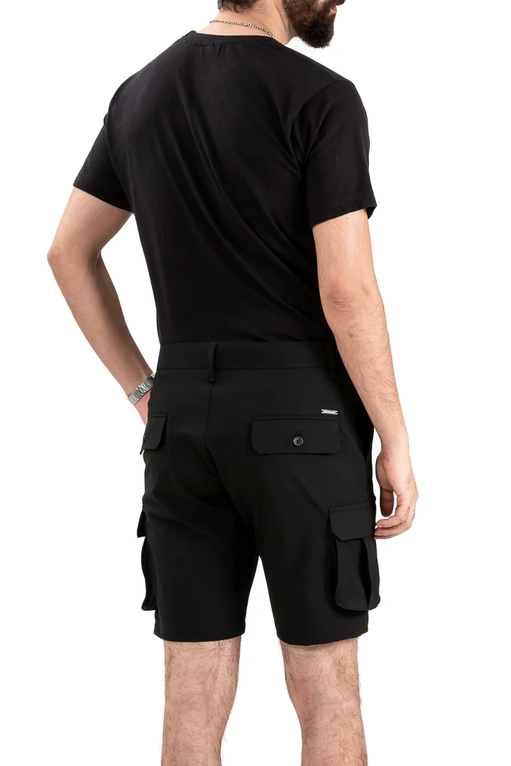 Ebony Black Stretch Cargo Shorts - Image 3