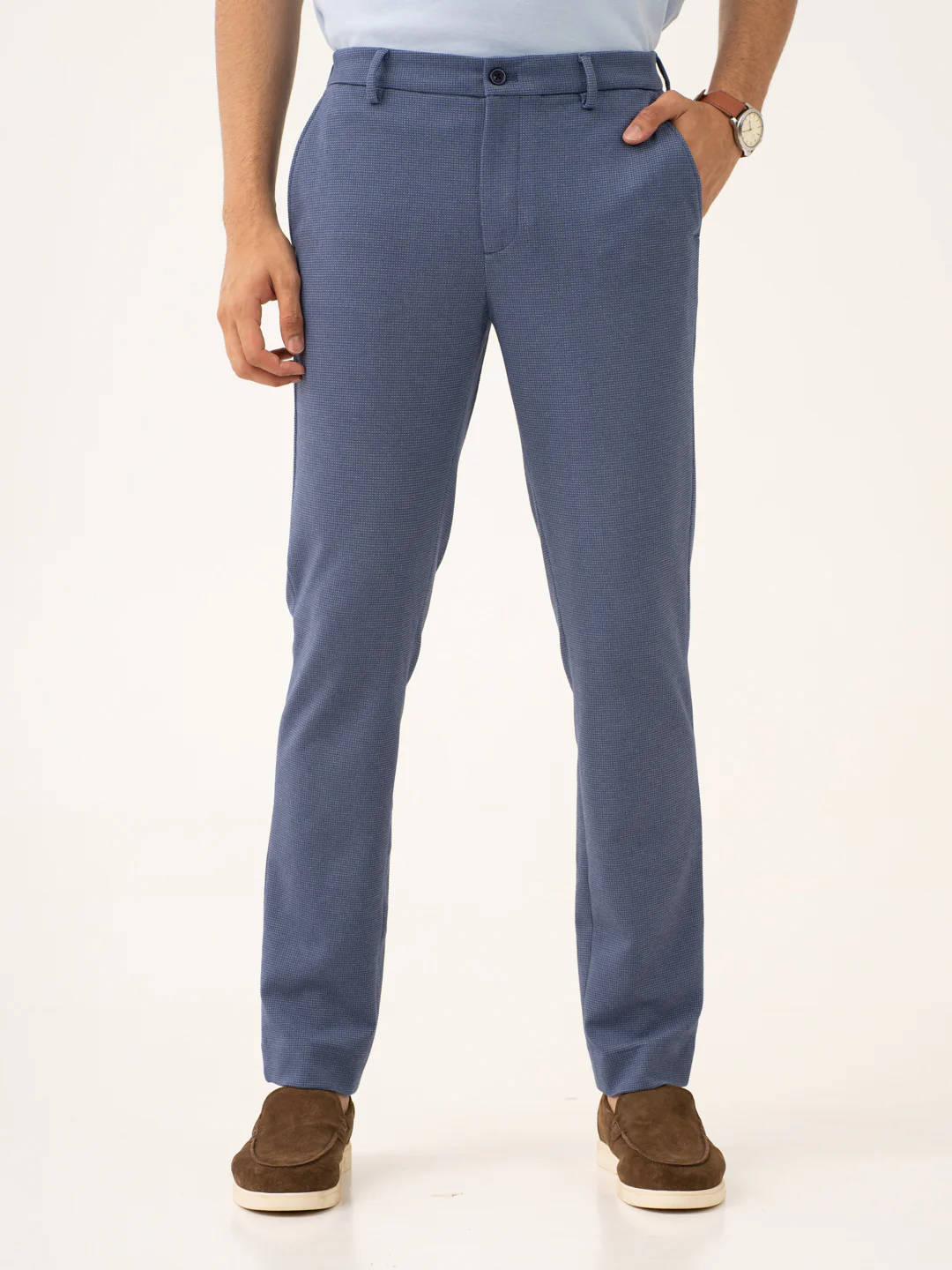 Echo Blue Waffle Textured Power-Stretch Pants - Image 5