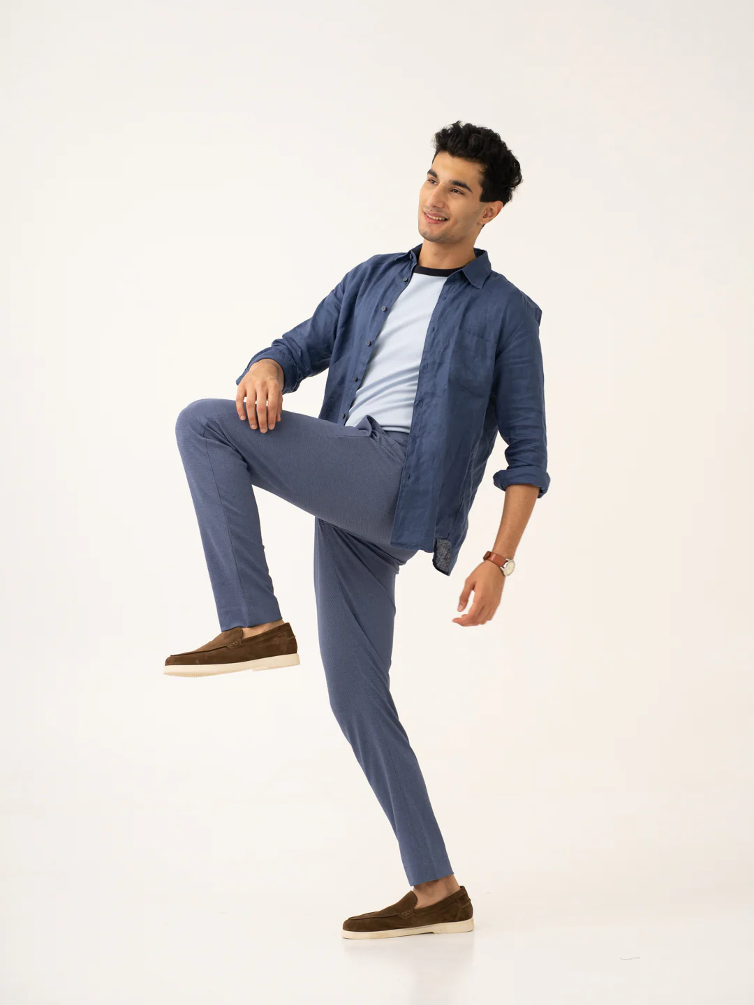 Echo Blue Waffle Textured Power-Stretch Pants - Image 7