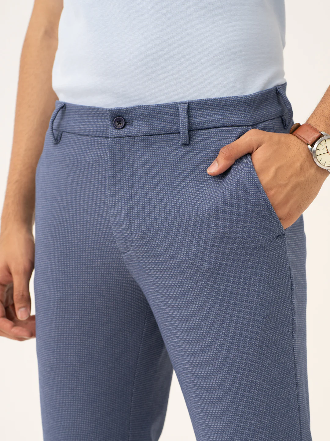 Echo Blue Waffle Textured Power-Stretch Pants - Image 9