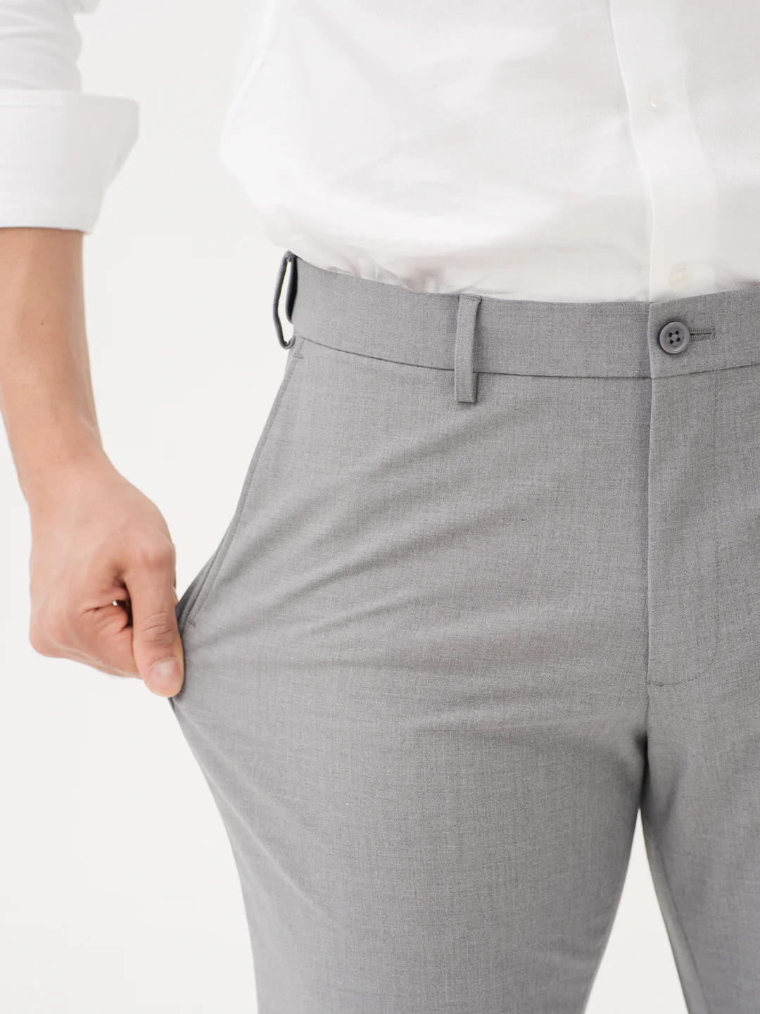 Effortless Grey Relaxed Fit Stretch Formal Pants - Image 4