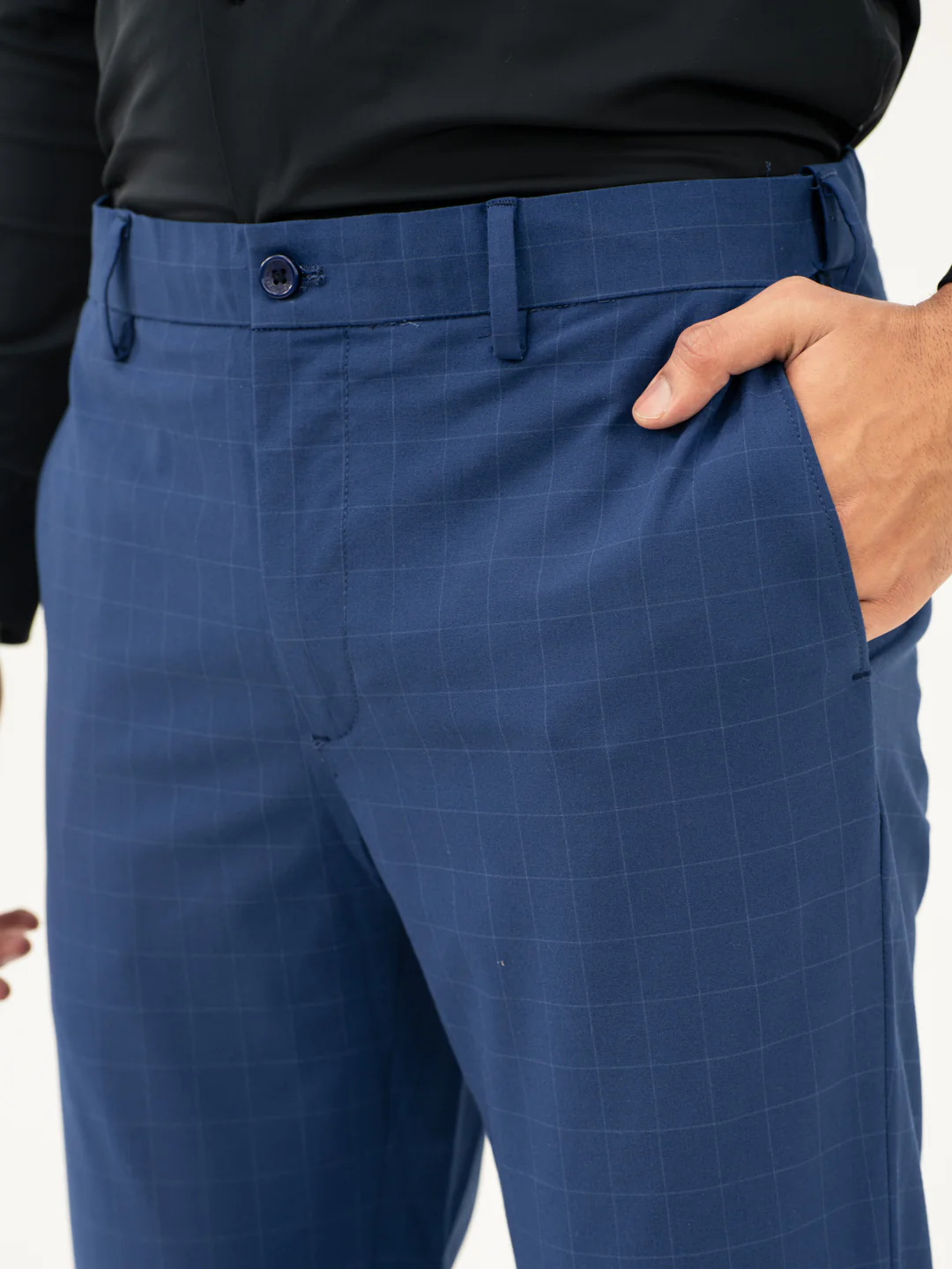 Electric Blue Checks Formal Pants - Image 10