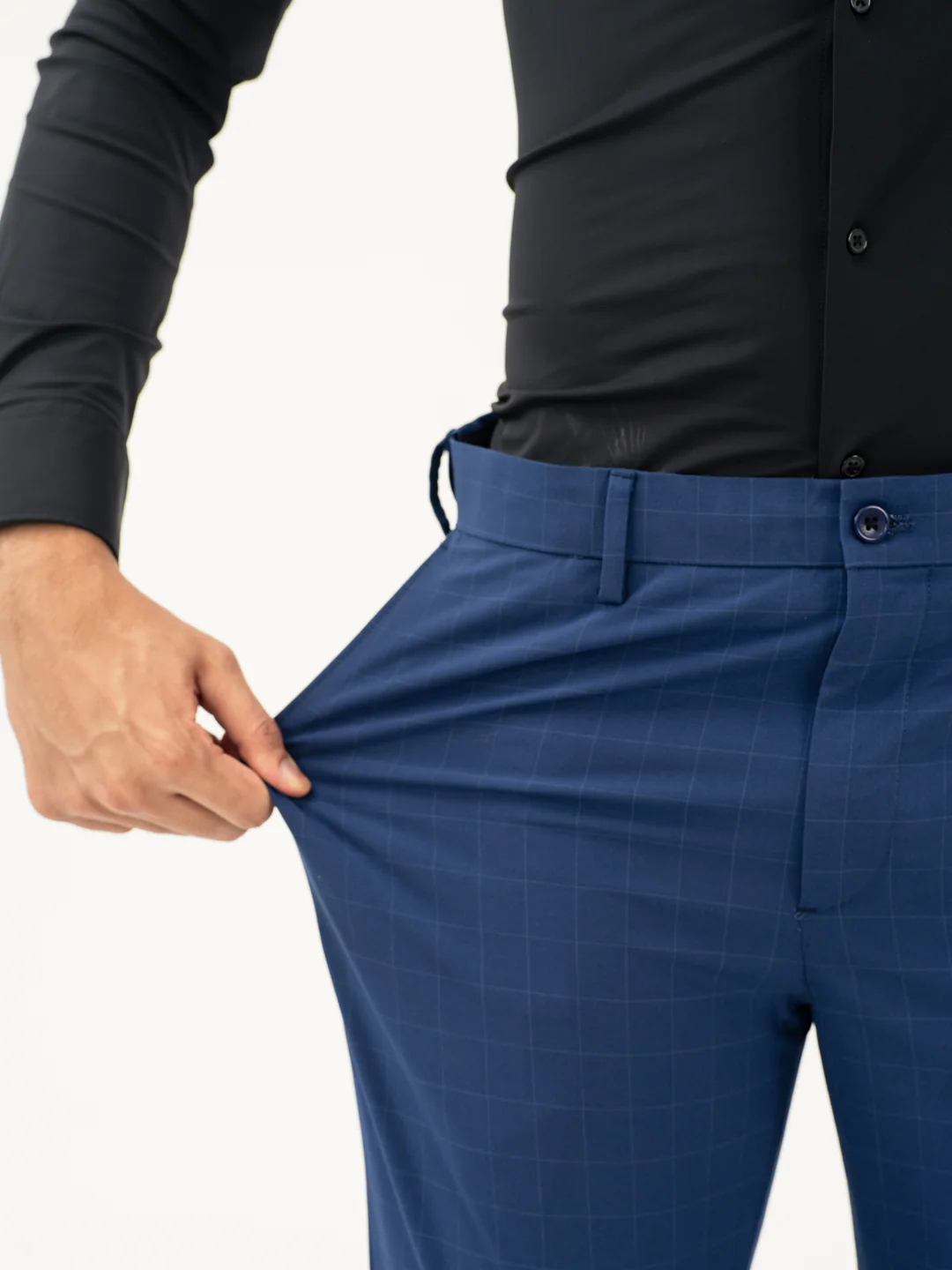 Electric Blue Checks Formal Pants - Image 3