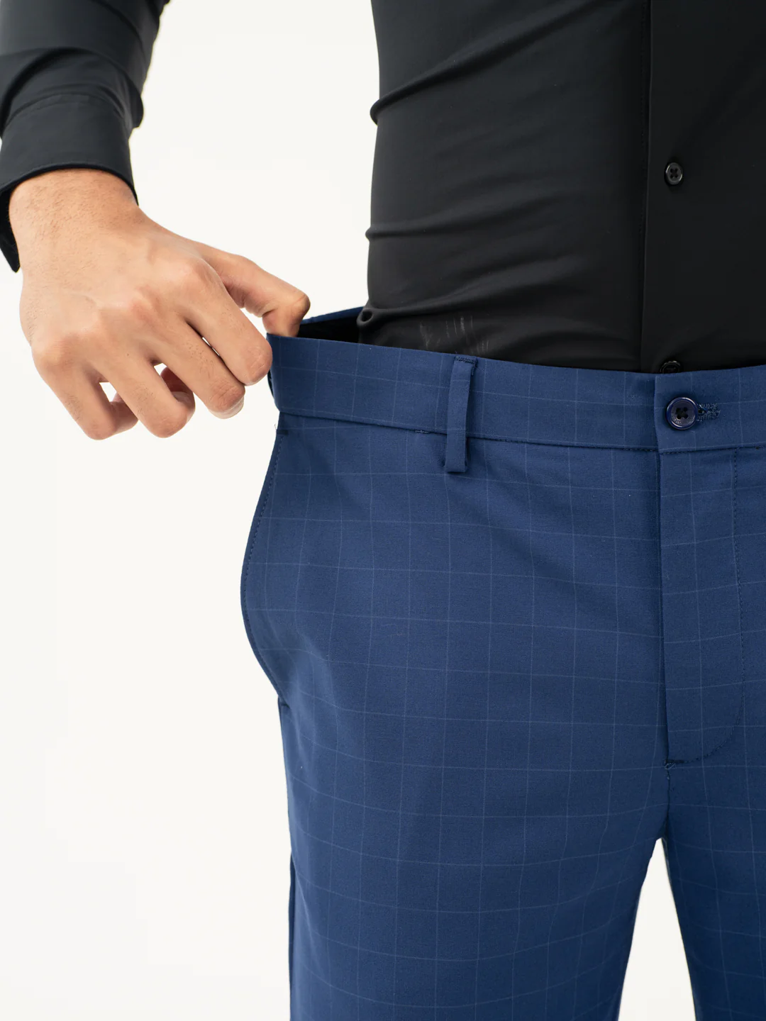 Electric Blue Checks Formal Pants - Image 5