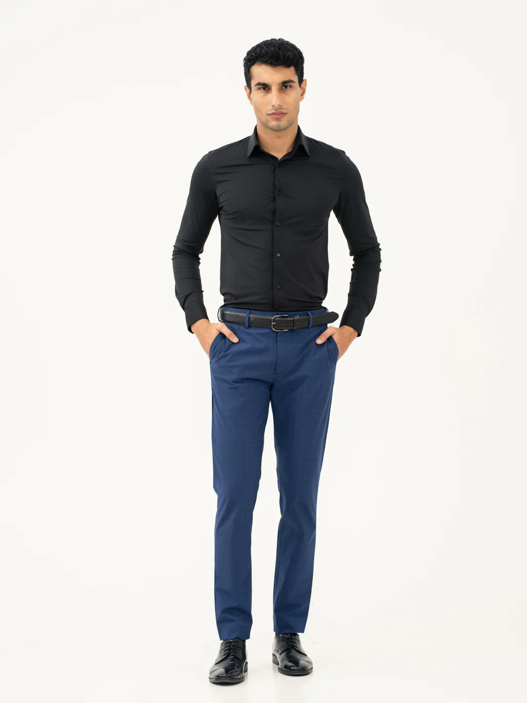 Electric Blue Checks Formal Pants - Image 8