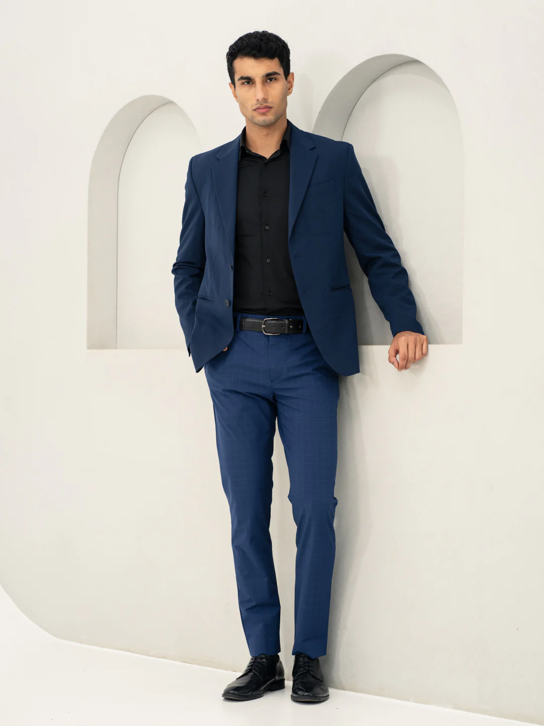 Electric Blue Checks Formal Pants - Image 9